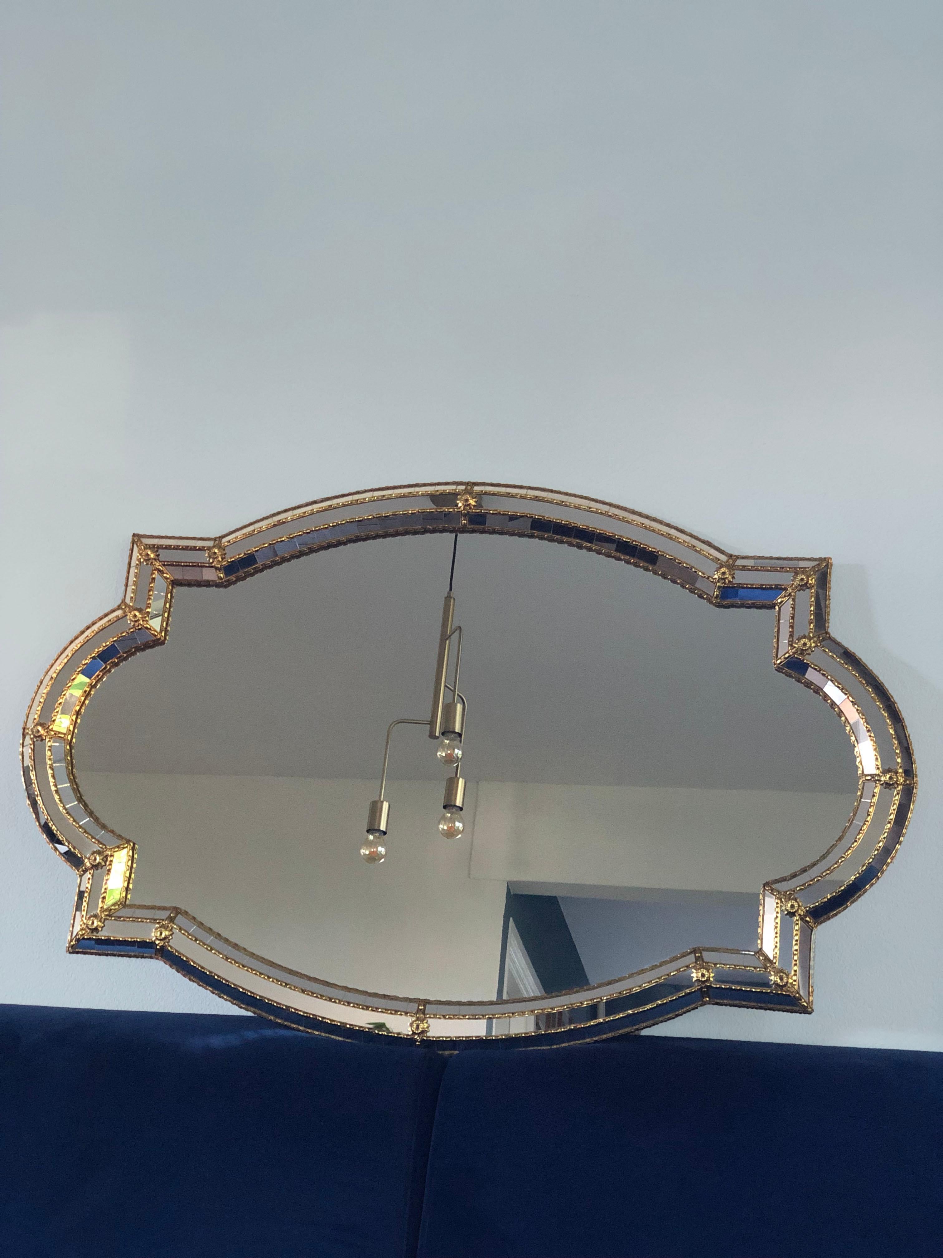 Brass Spanish Venetian Full Length Mirror Hollywood Regency 1980s
