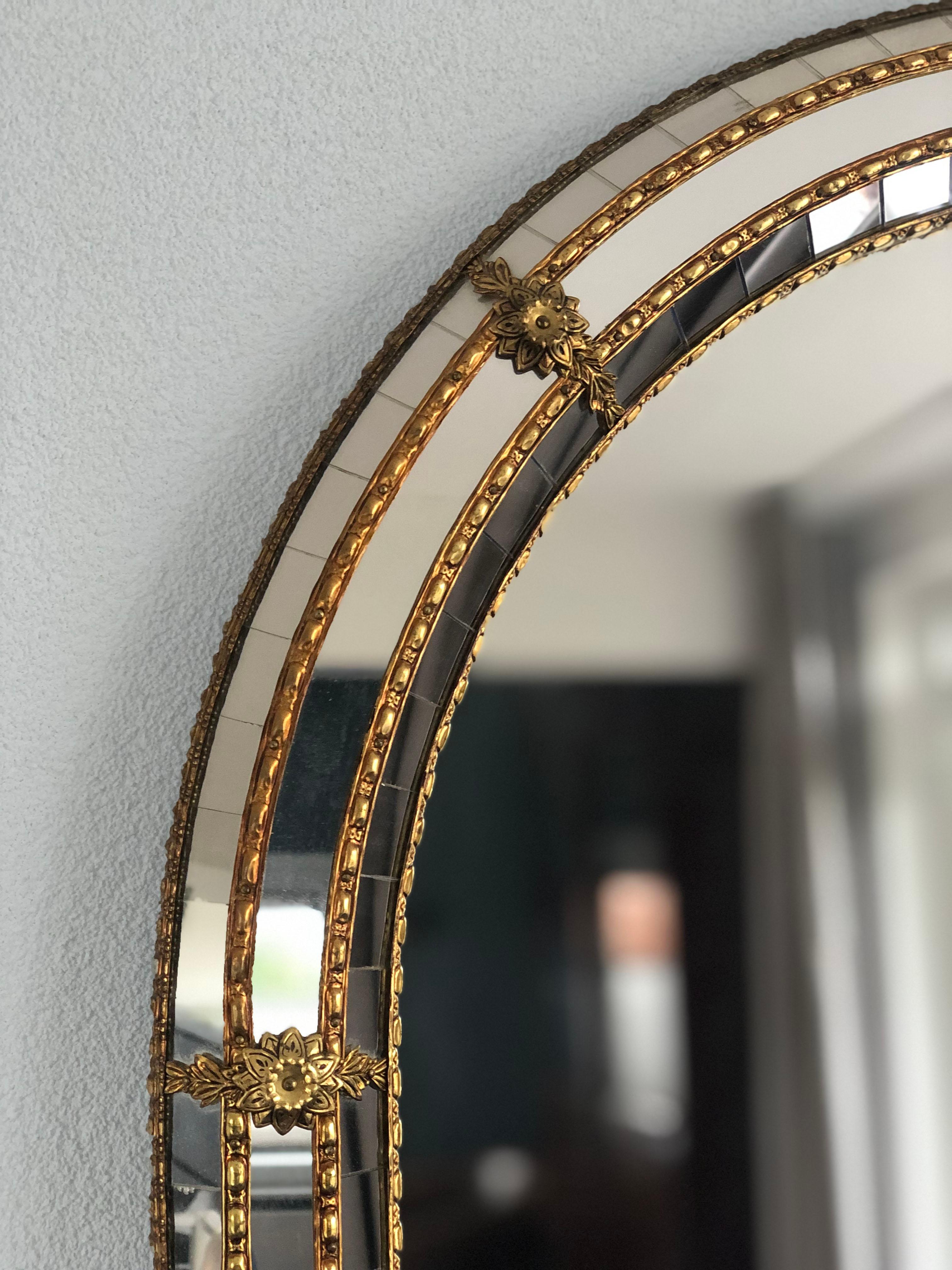 Hand-Crafted Spanish Venetian Full Length Mirror Hollywood Regency 1990s 