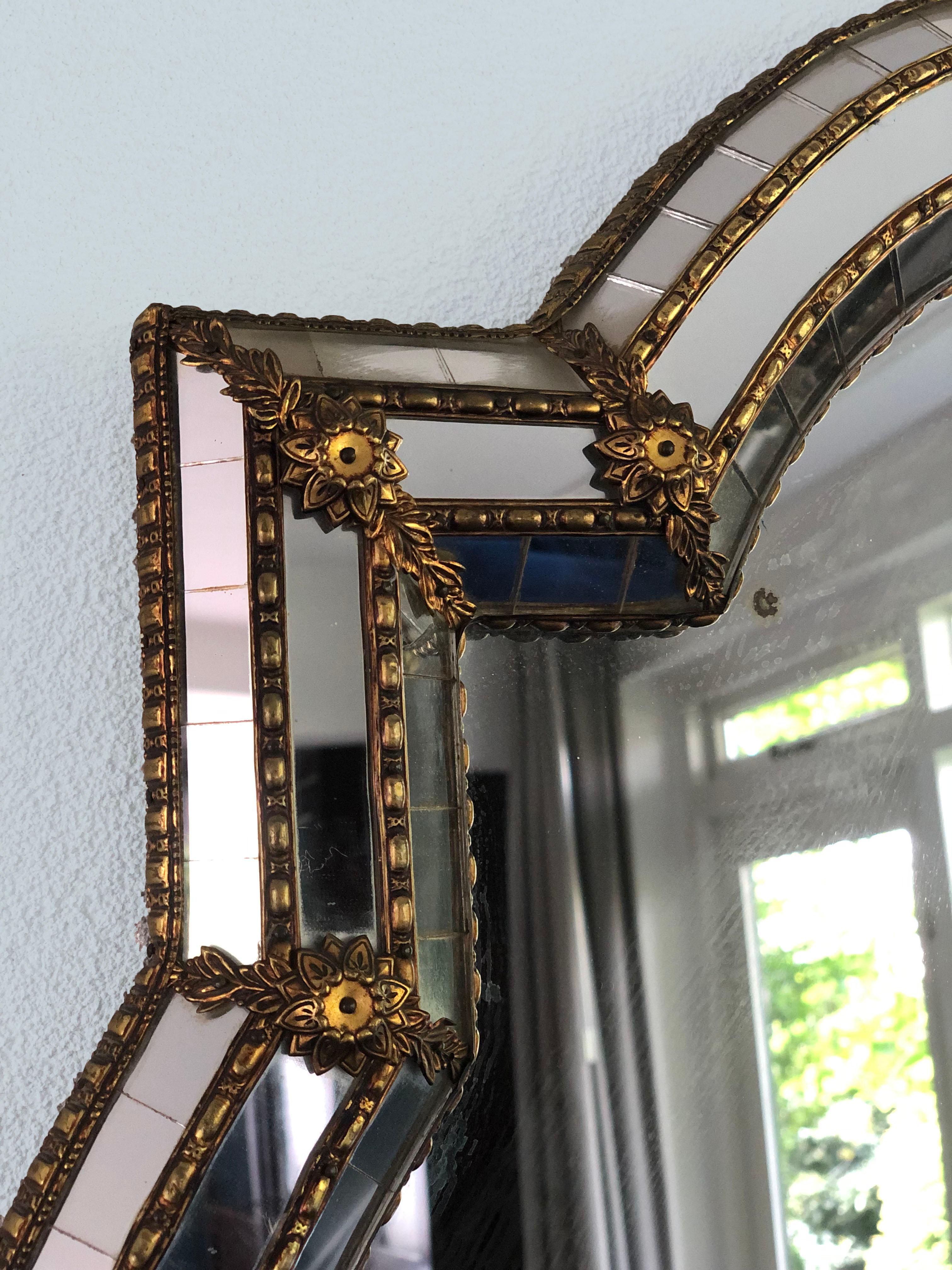 Spanish Venetian Large Mirror Hollywood Regency, 1990s 1