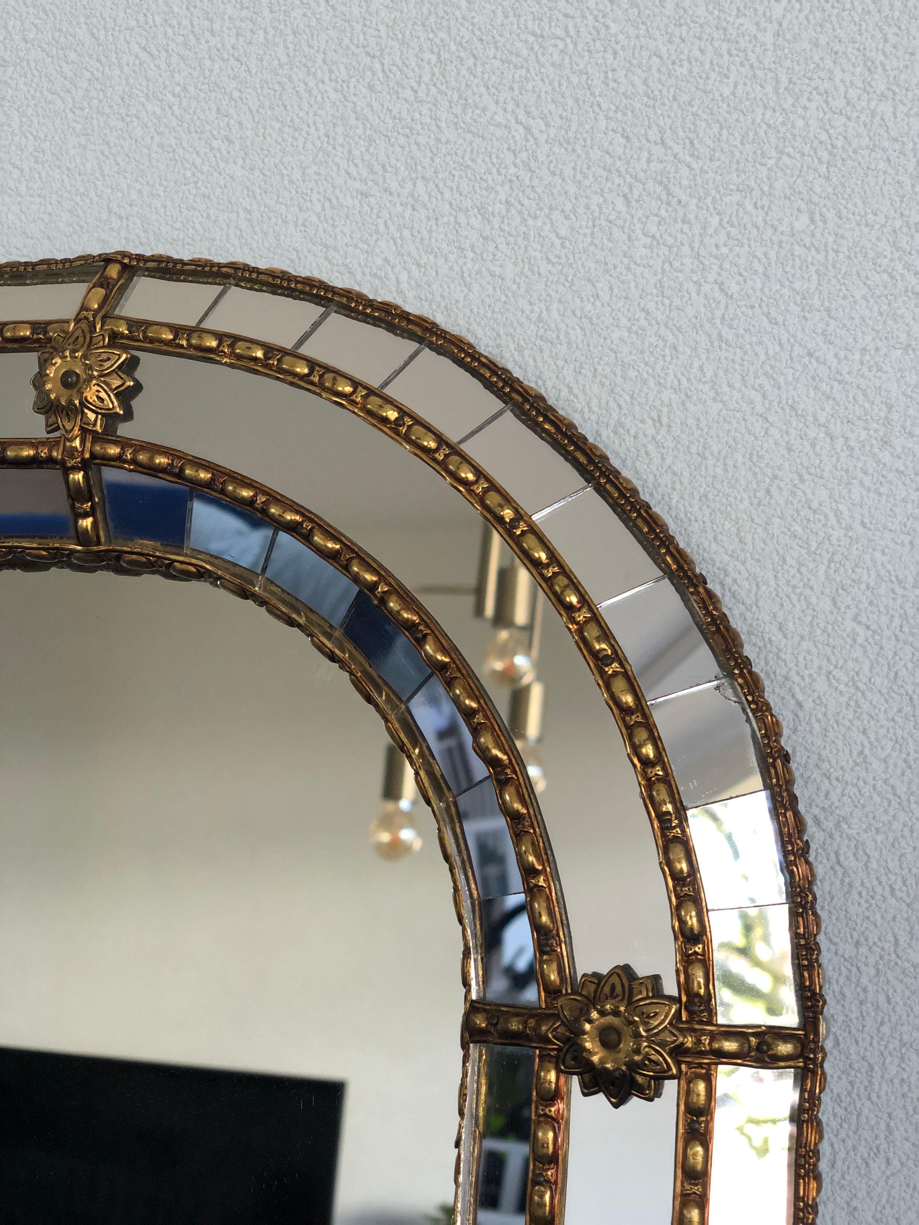 Hand-Crafted Spanish Venetian Mirror Hollywood Regency, 1990s 