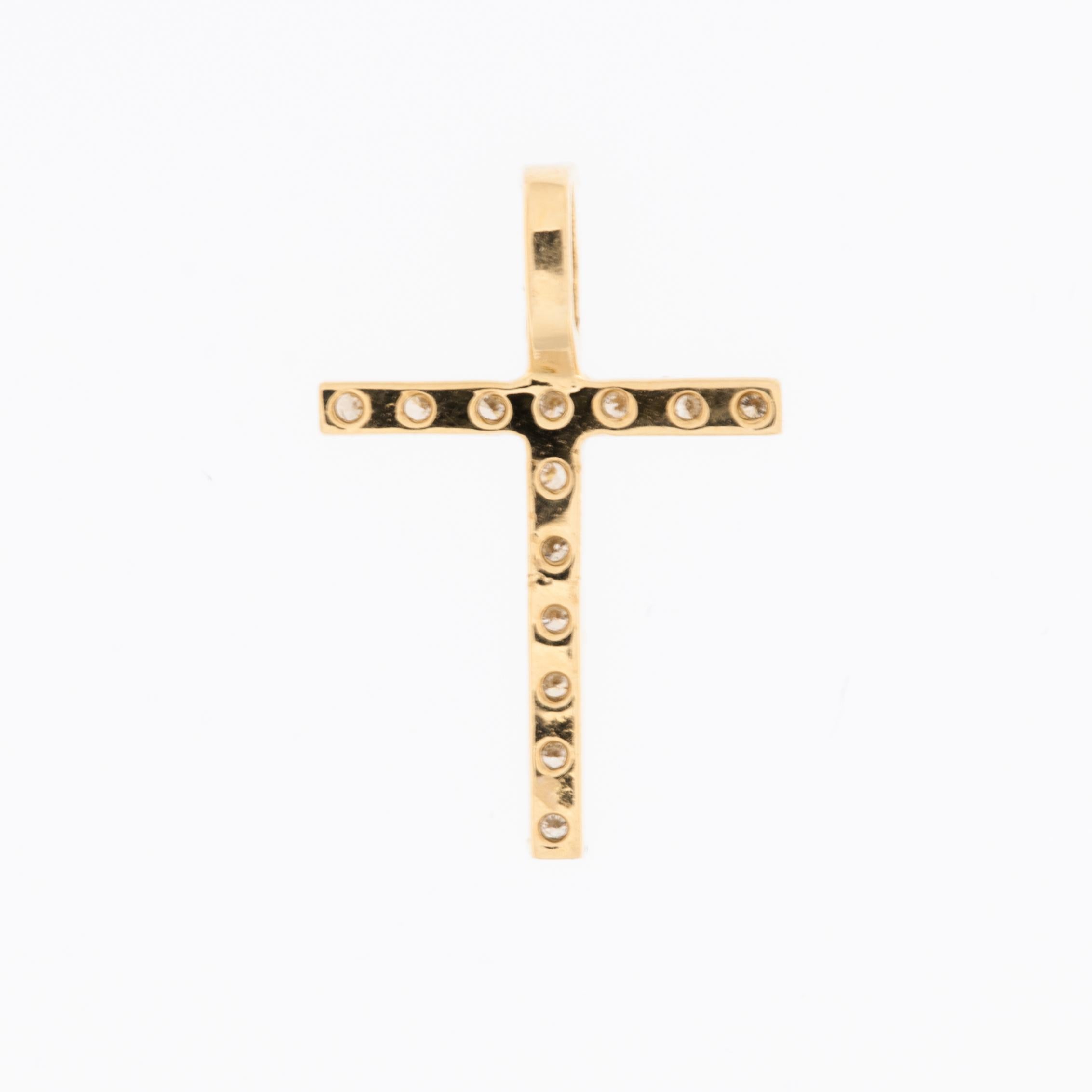 Modern Spanish Vintage 18kt Yellow Gold Cross with Diamonds For Sale