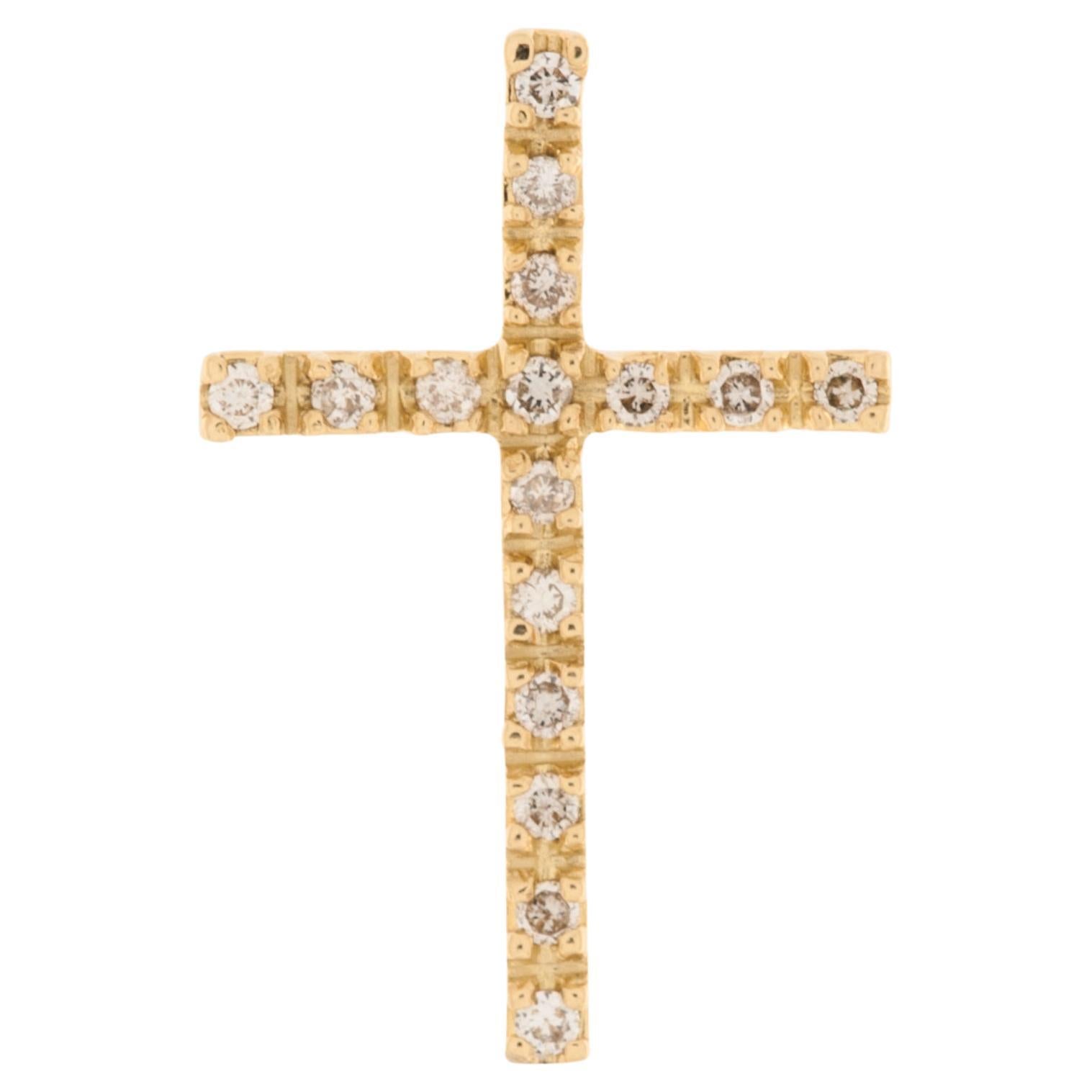 Spanish Vintage 18kt Yellow Gold Cross with Diamonds For Sale