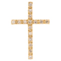 Croix espagnole vintage en or jaune 18 carats avec diamants