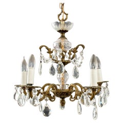 Spanish Antique 5-Light Cut Crystal Chandelier