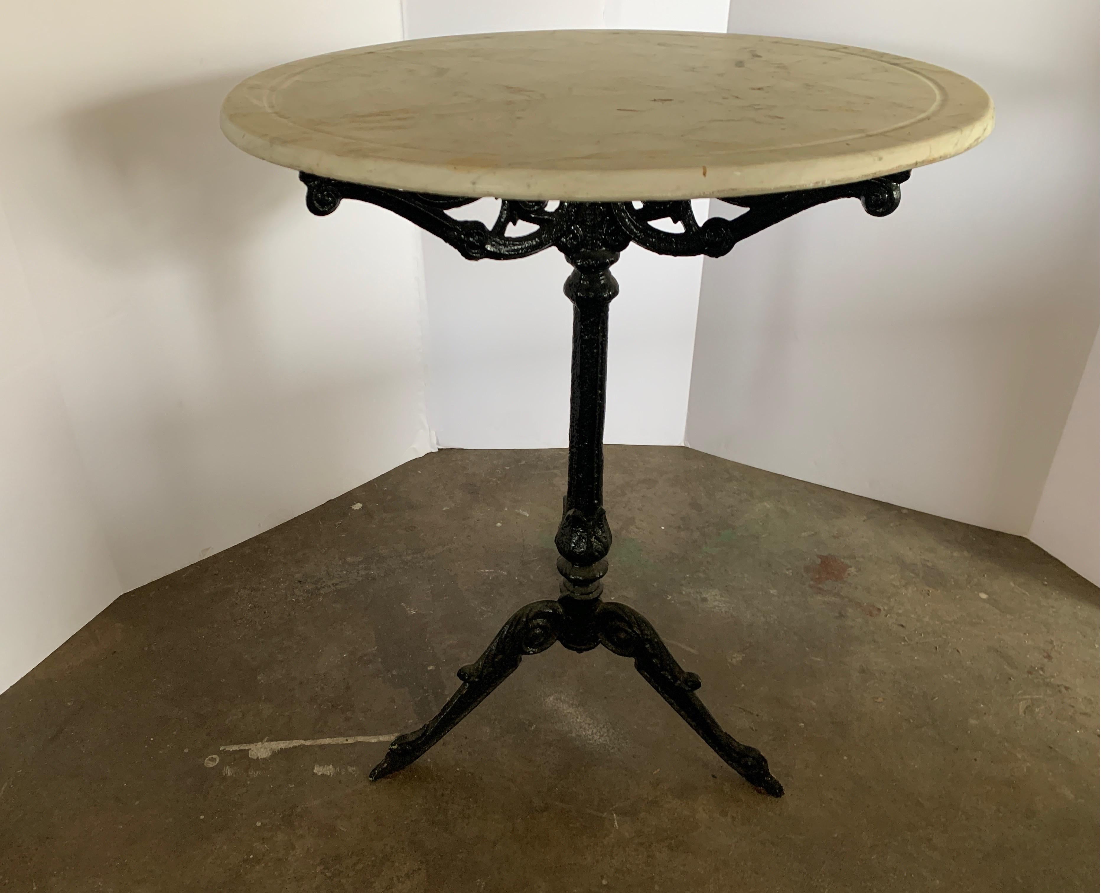Spanish Vintage Bistro Table with Marble Top 5