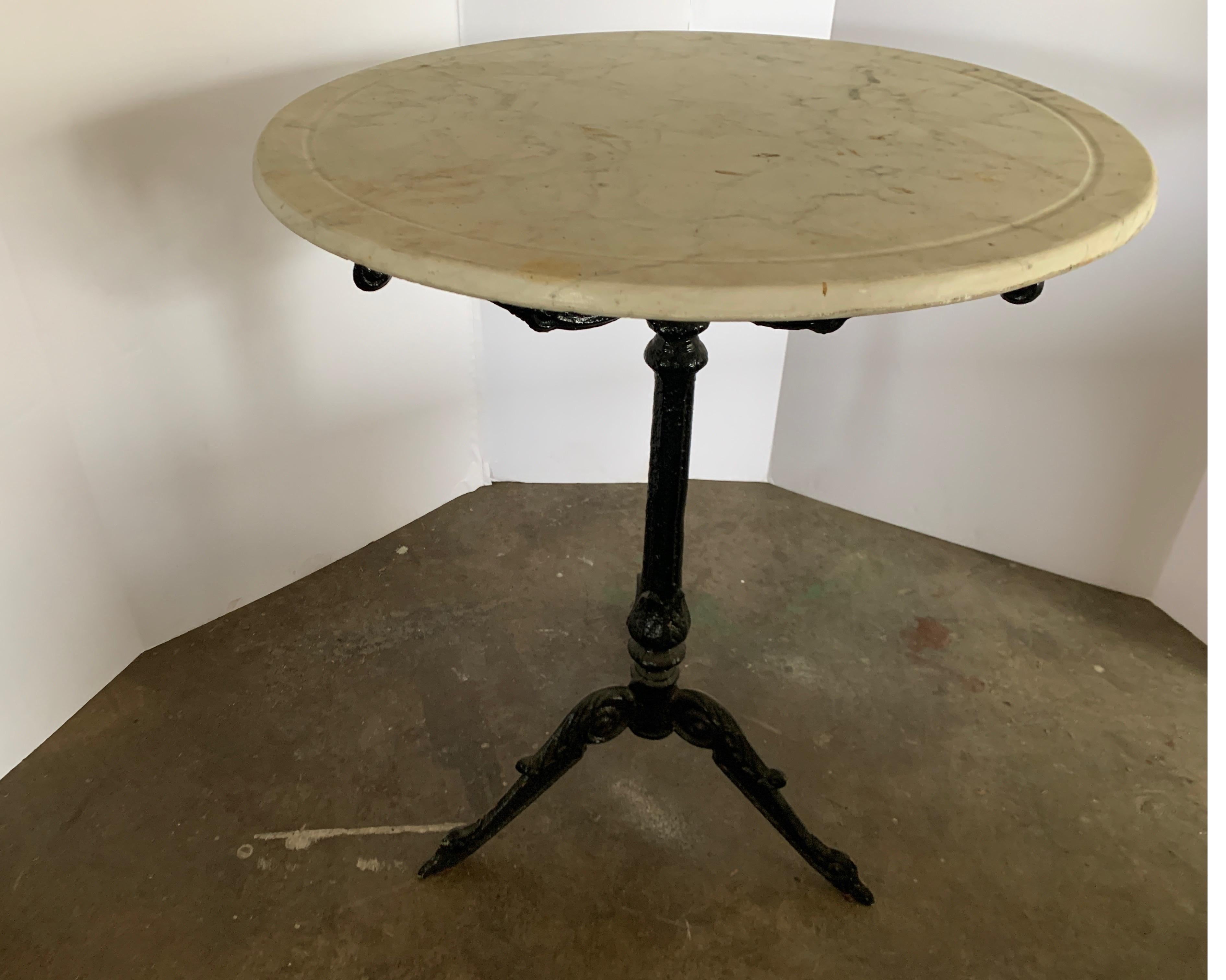 Spanish Vintage Bistro Table with Marble Top 4