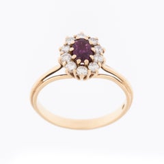 Spanish Vintage DIAMOND and RUBY 18 karat Yellow Gold Ring