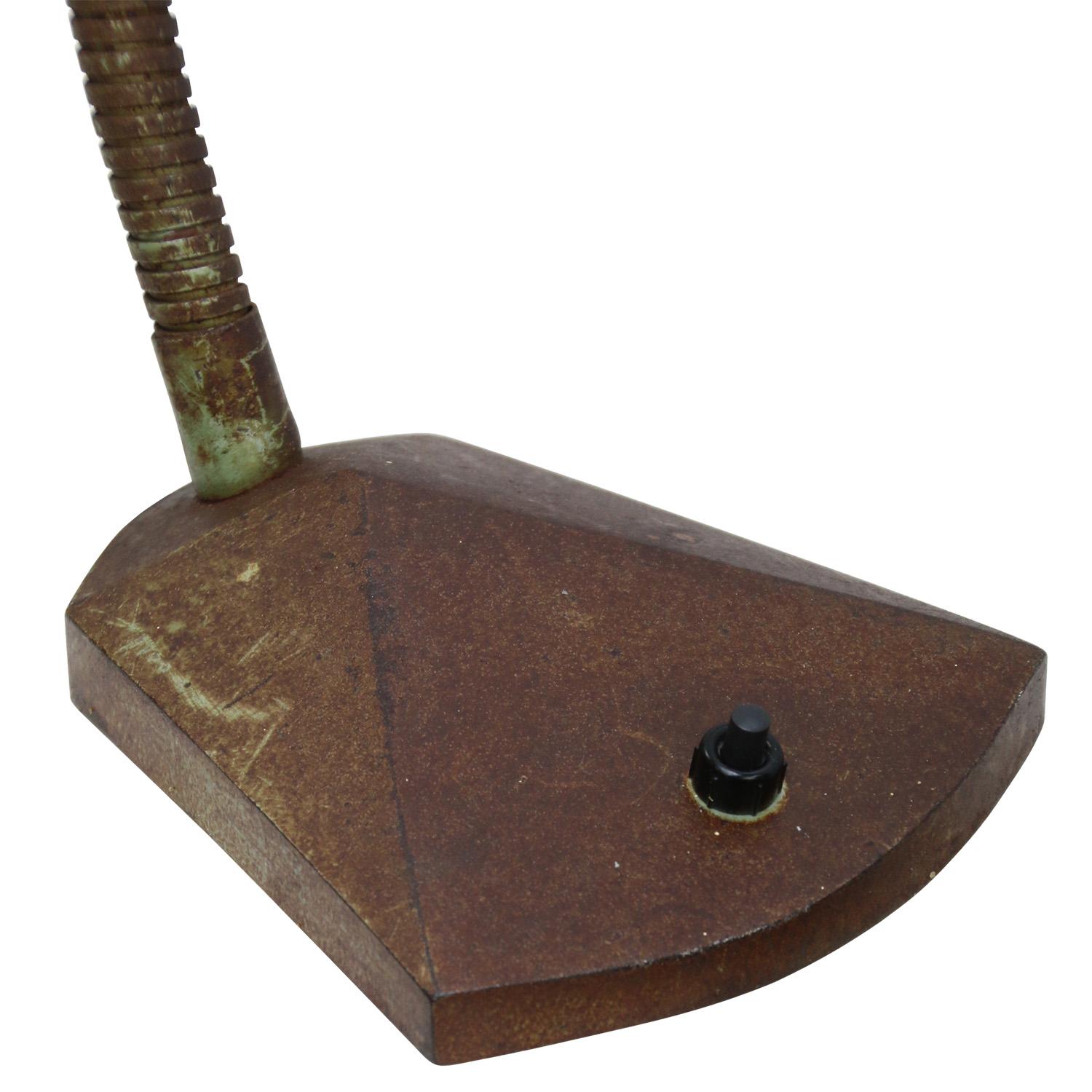 Spanish Vintage Industrial Cast Iron Mercury Glass Table Desk Light In Good Condition In Amsterdam, NL