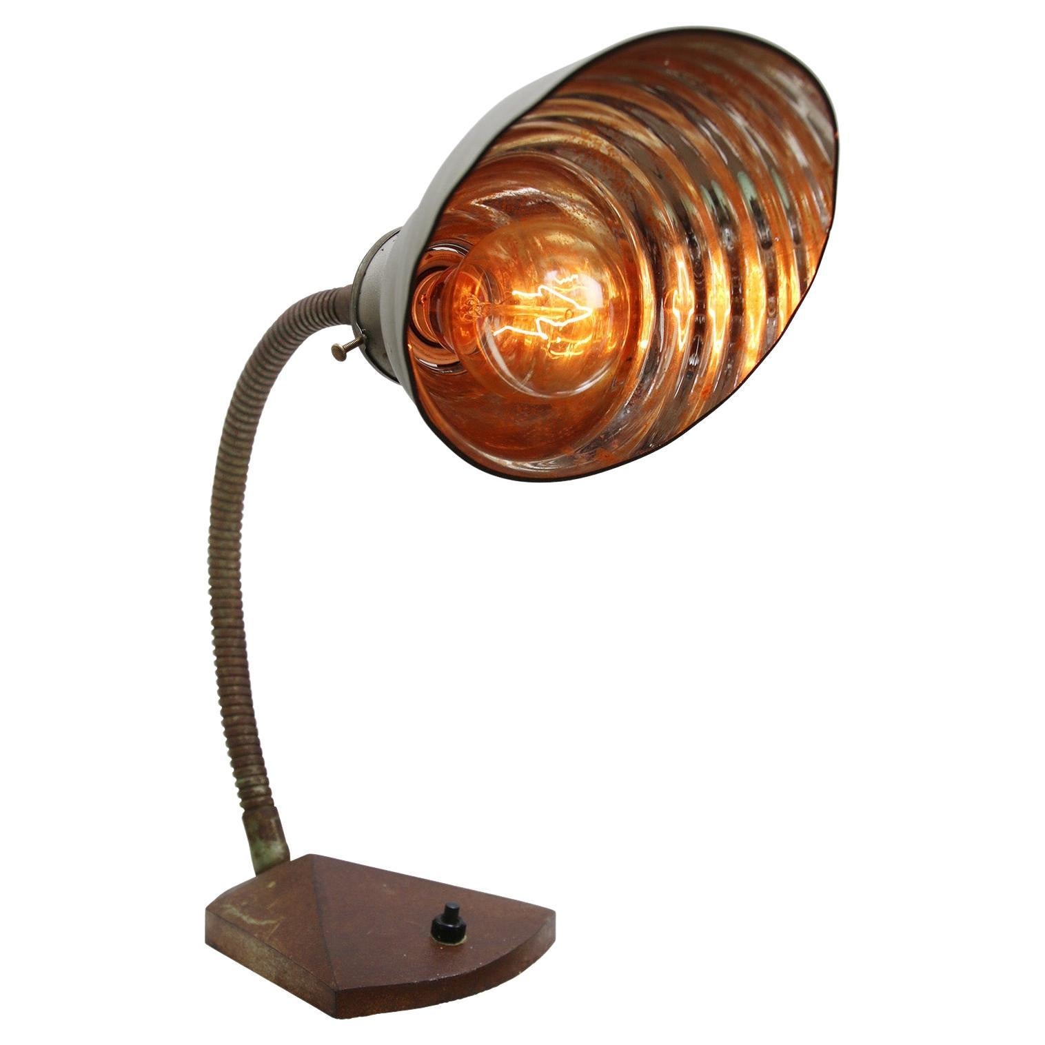 Spanish Vintage Industrial Cast Iron Mercury Glass Table Desk Light