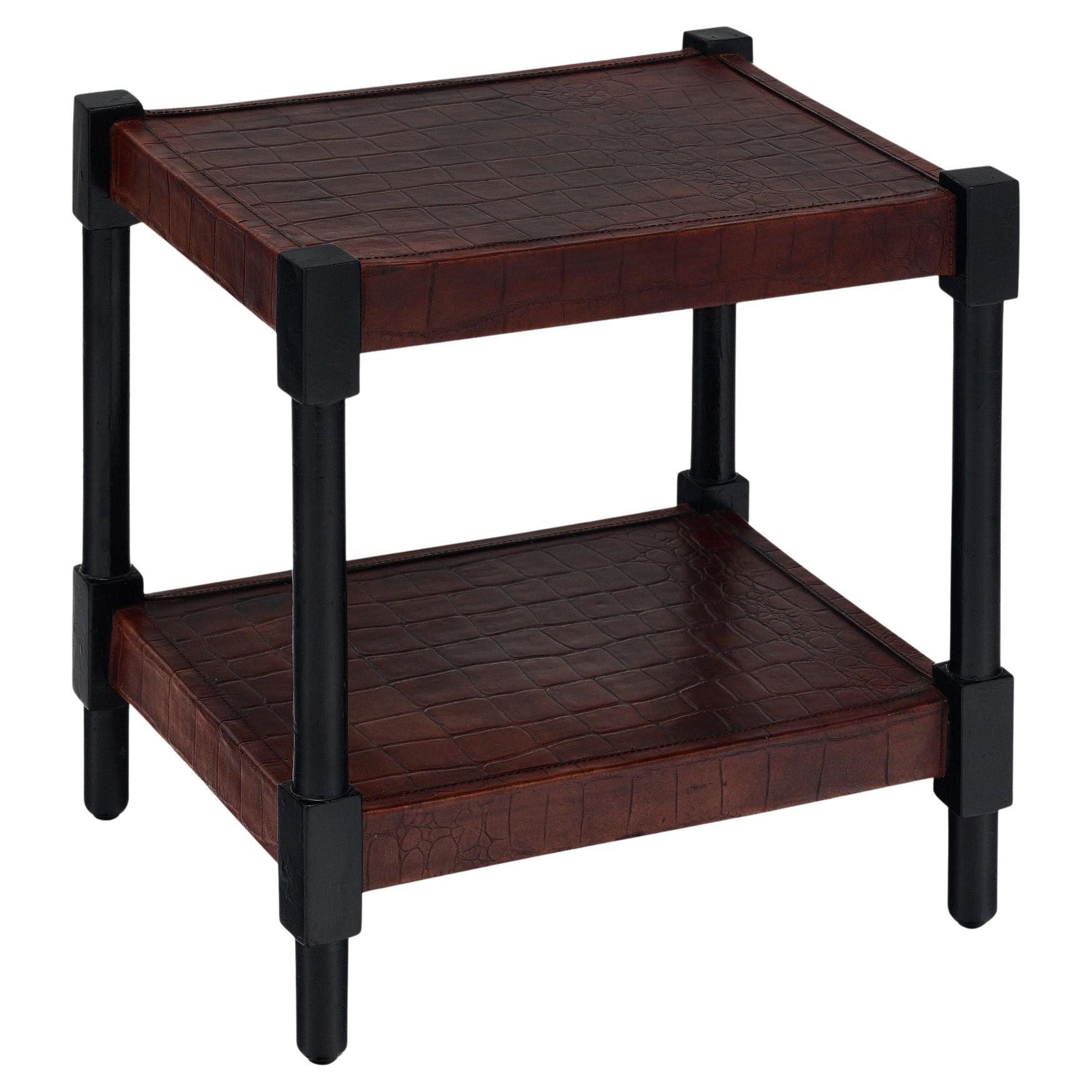 Spanischer Vintage-Beistelltisch aus Leder von Valenti im Angebot