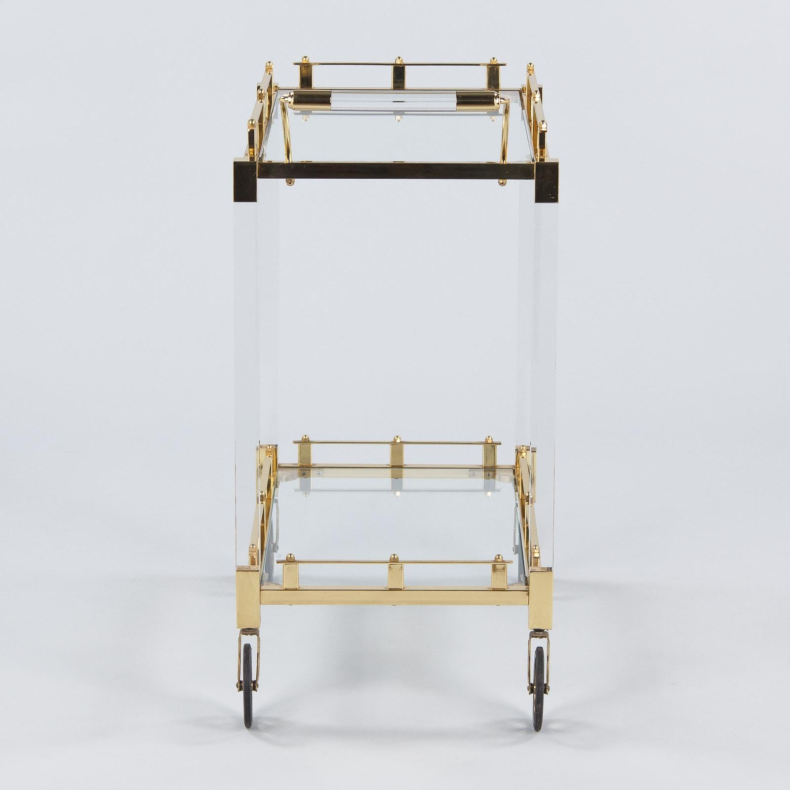 Lucite and Brass Bar Cart, Spain, 1970s 5