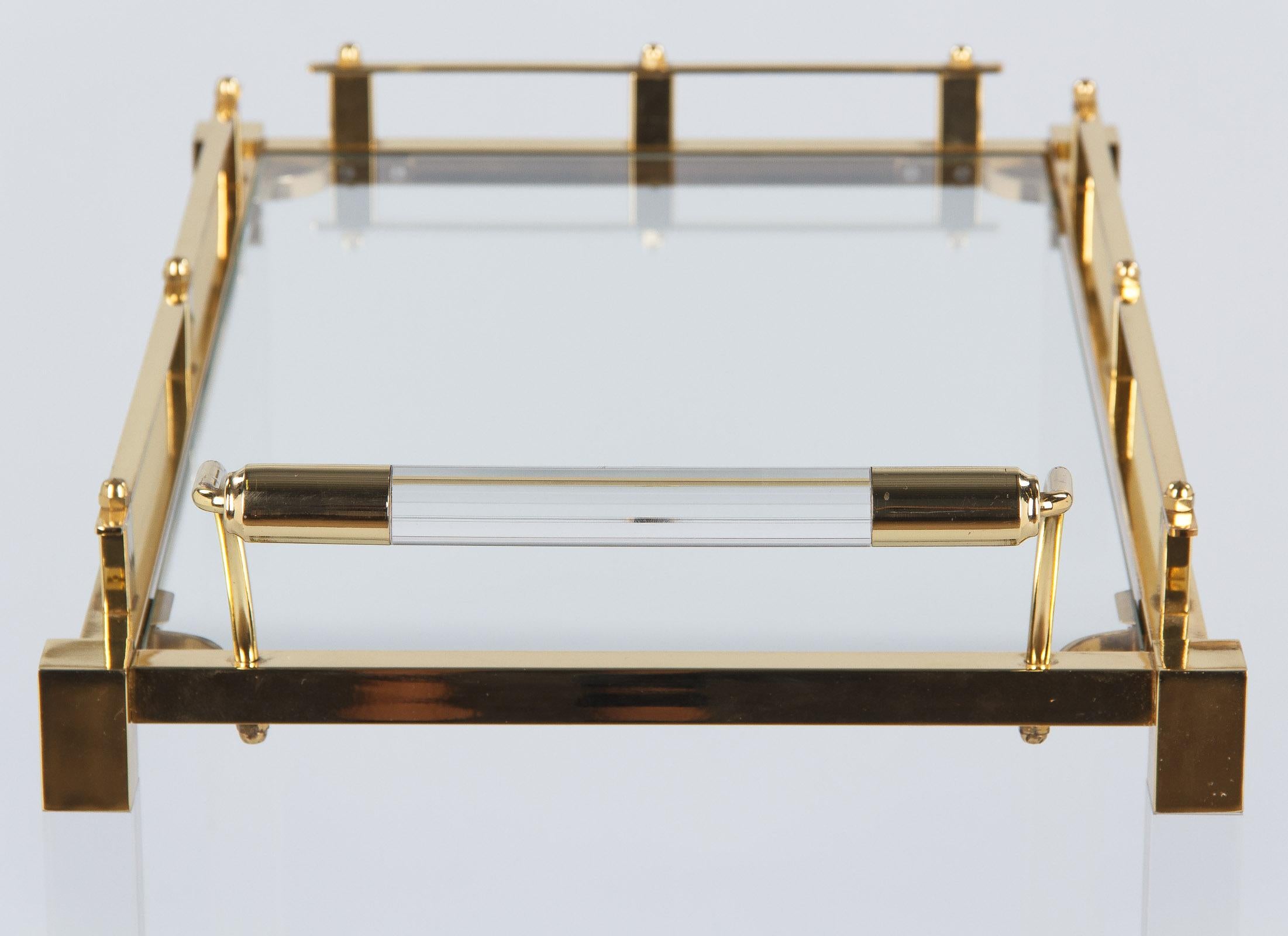 Lucite and Brass Bar Cart, Spain, 1970s 6