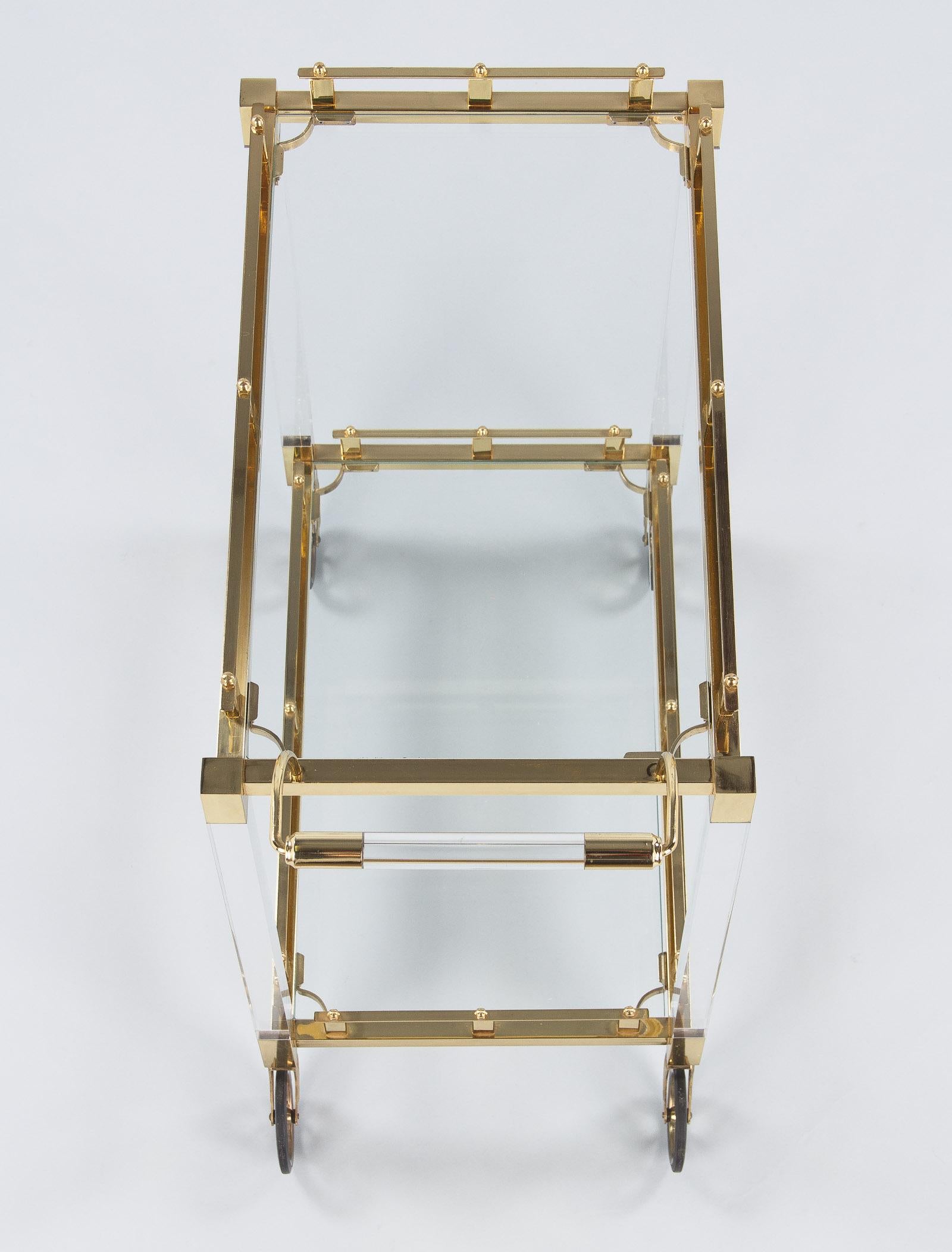 Lucite and Brass Bar Cart, Spain, 1970s 7