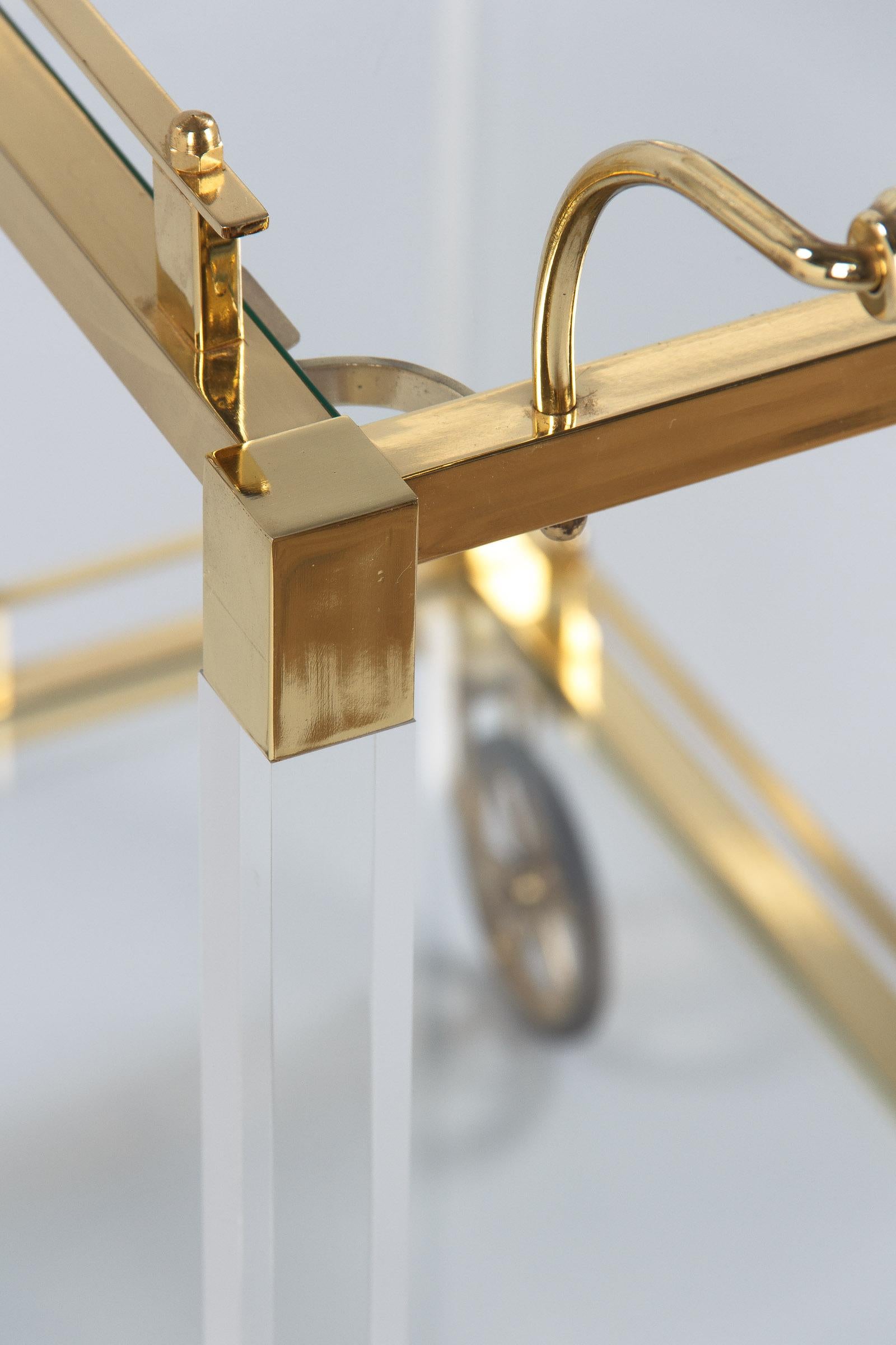 Lucite and Brass Bar Cart, Spain, 1970s 10