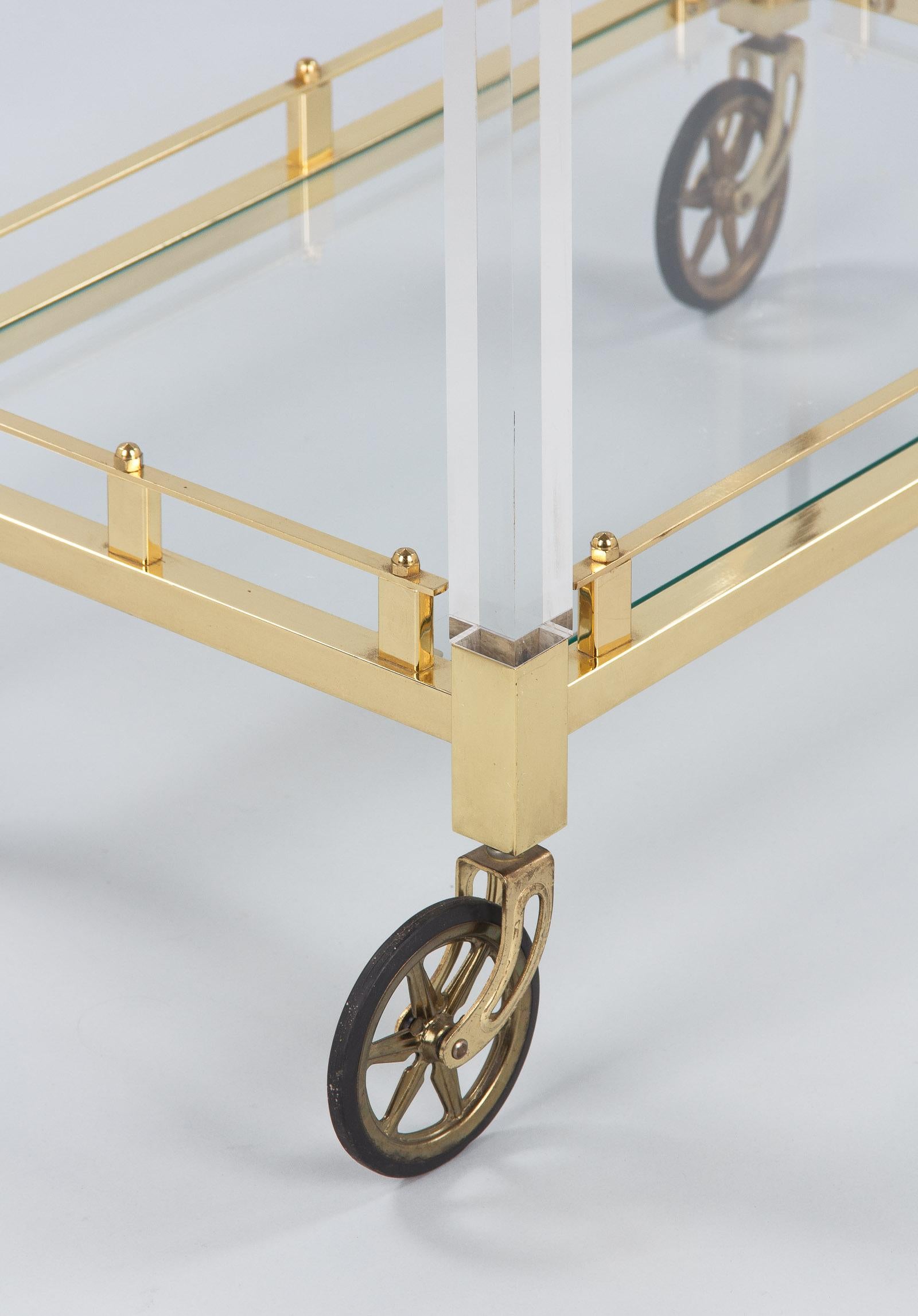 Lucite and Brass Bar Cart, Spain, 1970s 11