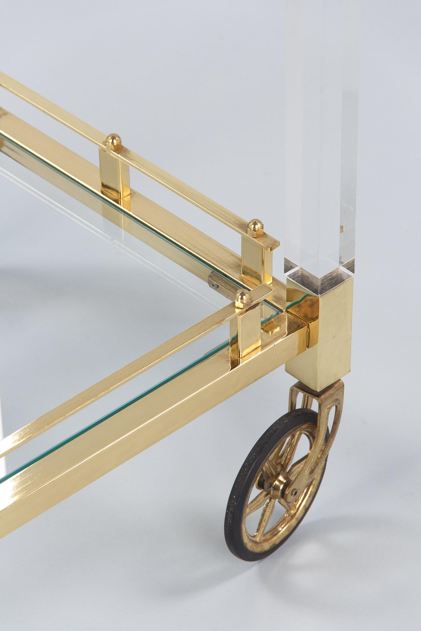 Lucite and Brass Bar Cart, Spain, 1970s 12