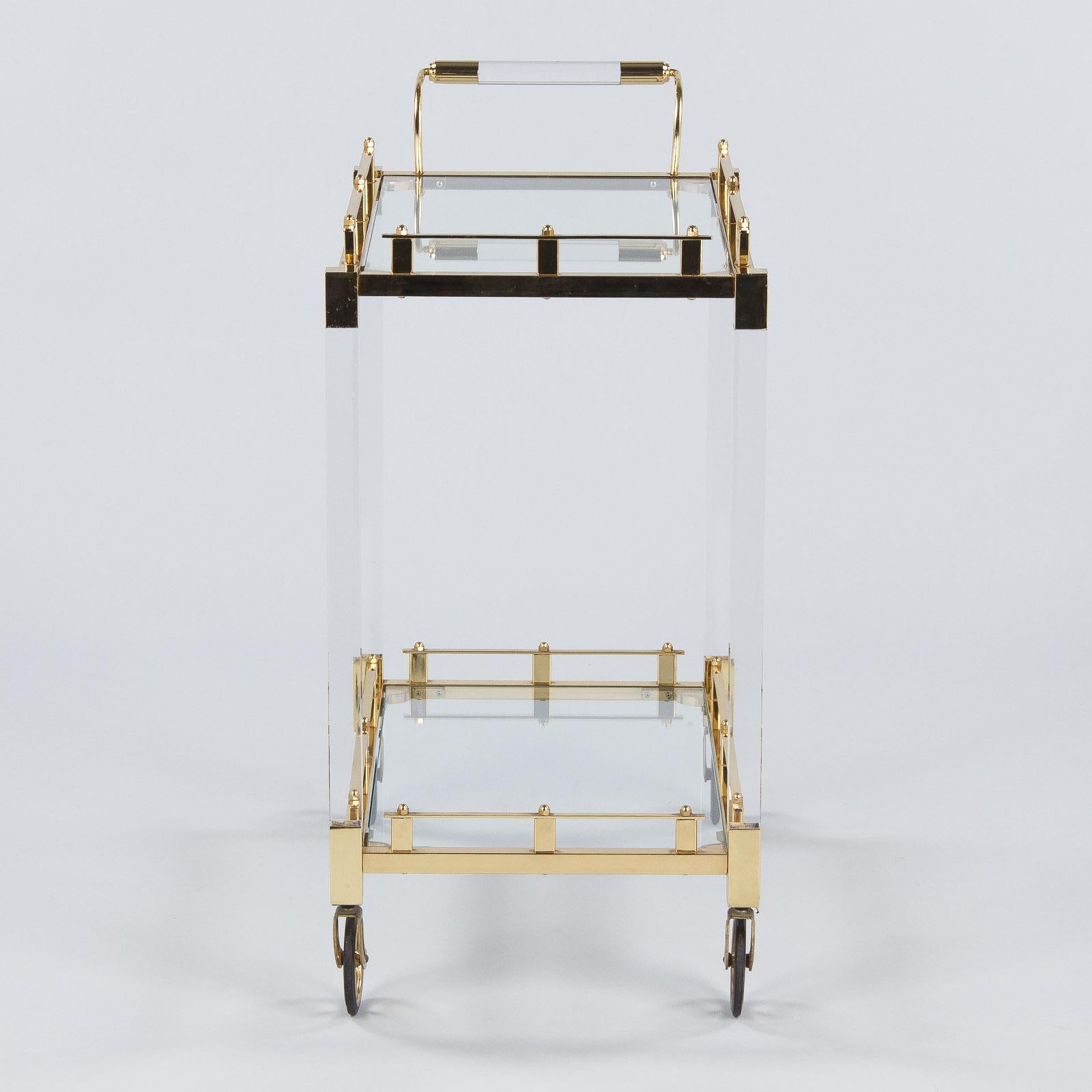 Lucite and Brass Bar Cart, Spain, 1970s 13