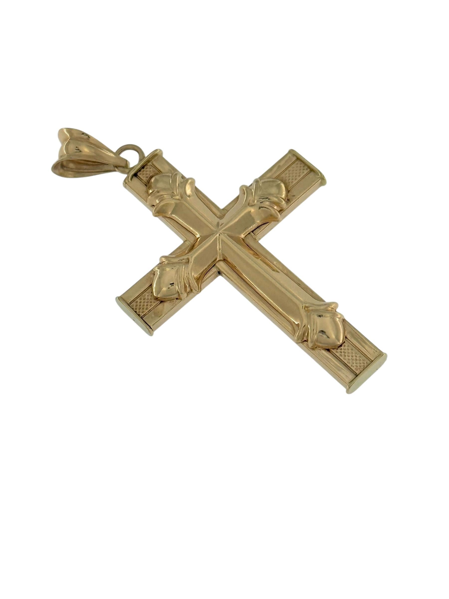 Women's or Men's Spanish Vintage Yellow Gold Double-Sided Cross For Sale