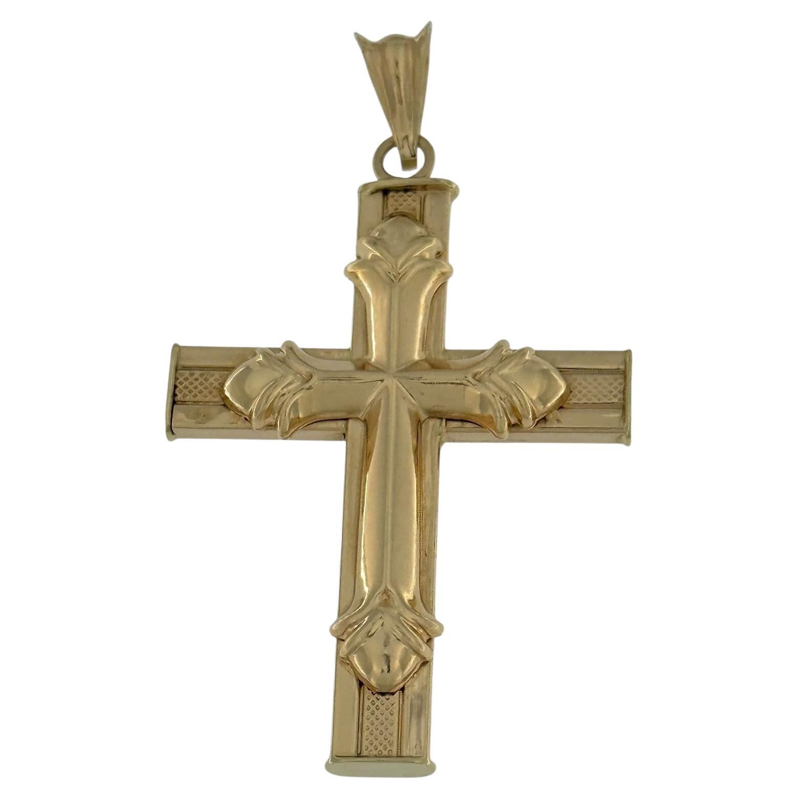 Spanish Vintage Yellow Gold Double-Sided Cross For Sale