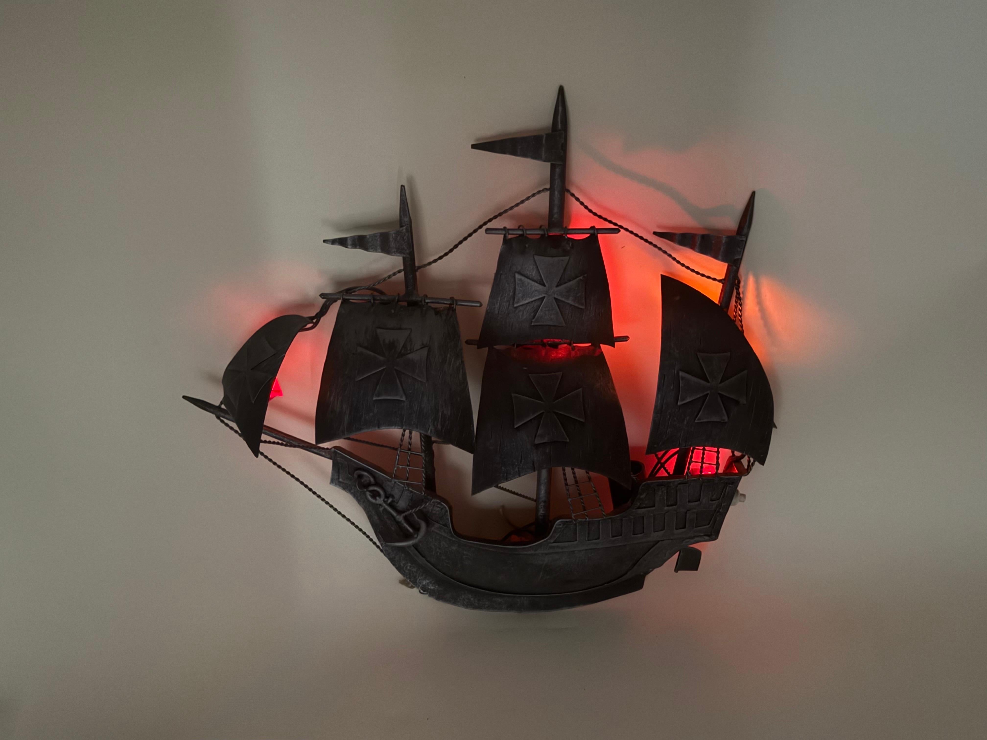 Aplique Español Hierro Forjado Galeón Velero Santa María Colón en venta 4