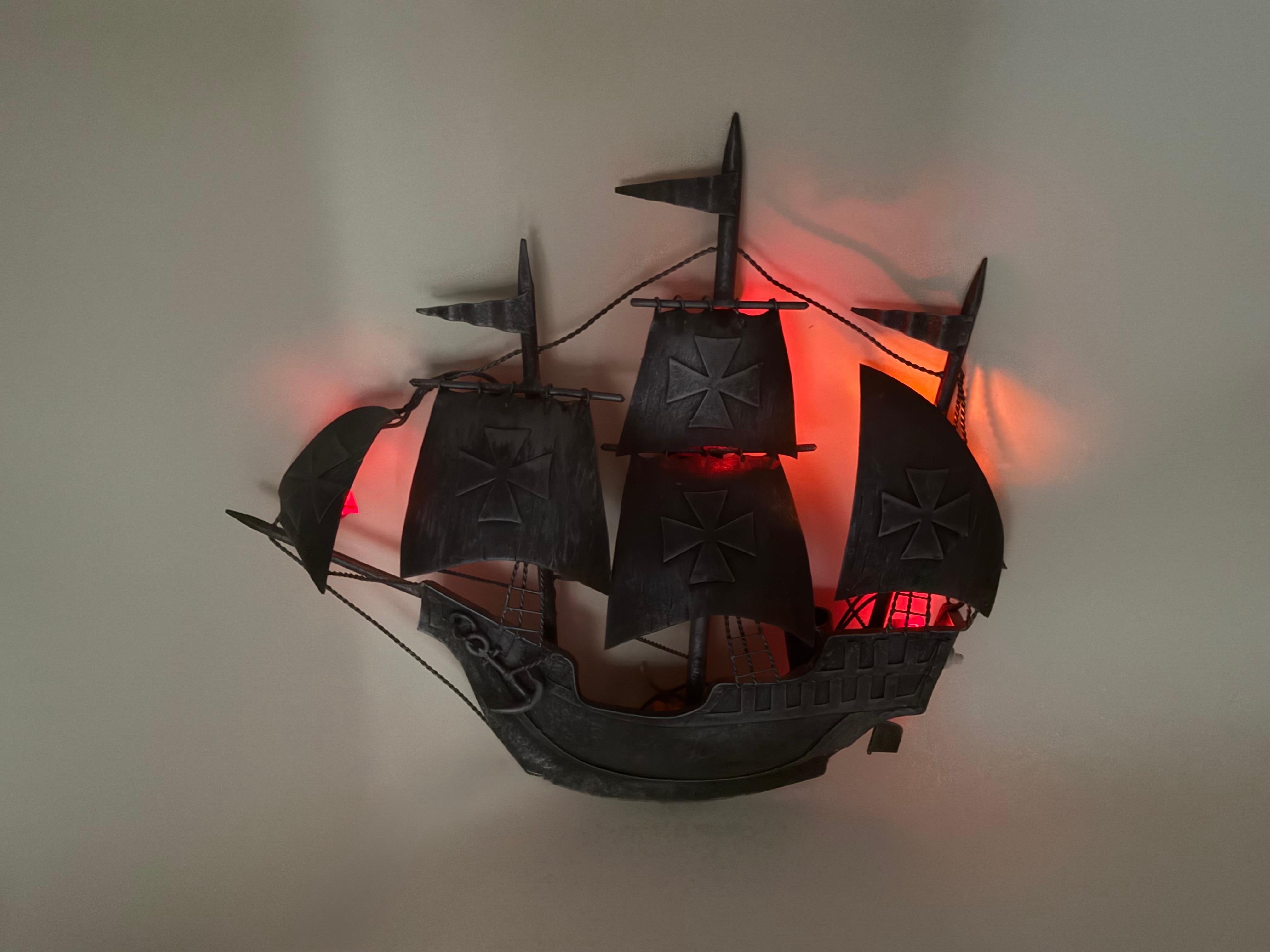 Aplique Español Hierro Forjado Galeón Velero Santa María Colón en venta 6
