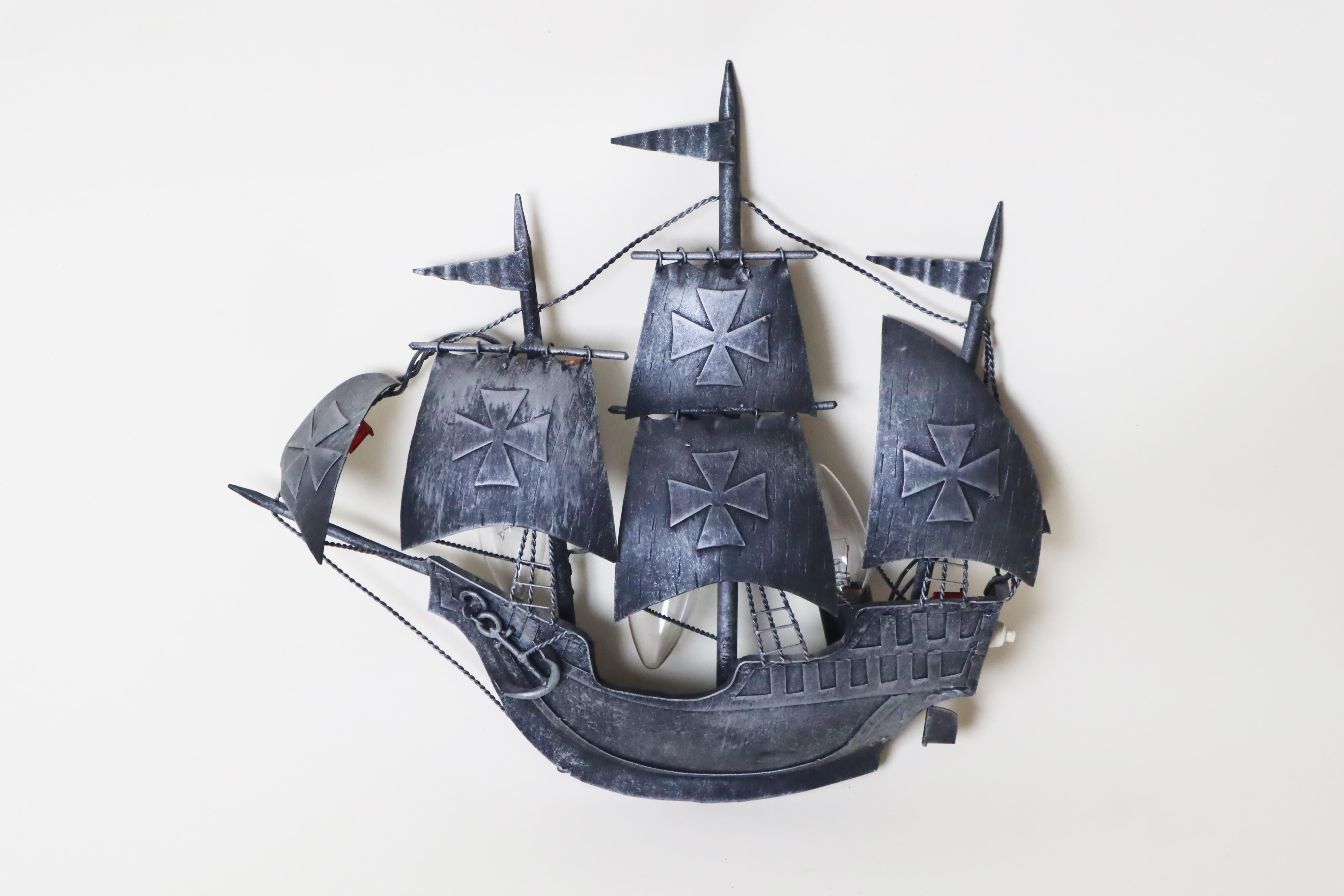 Aplique Español Hierro Forjado Galeón Velero Santa María Colón en venta 1