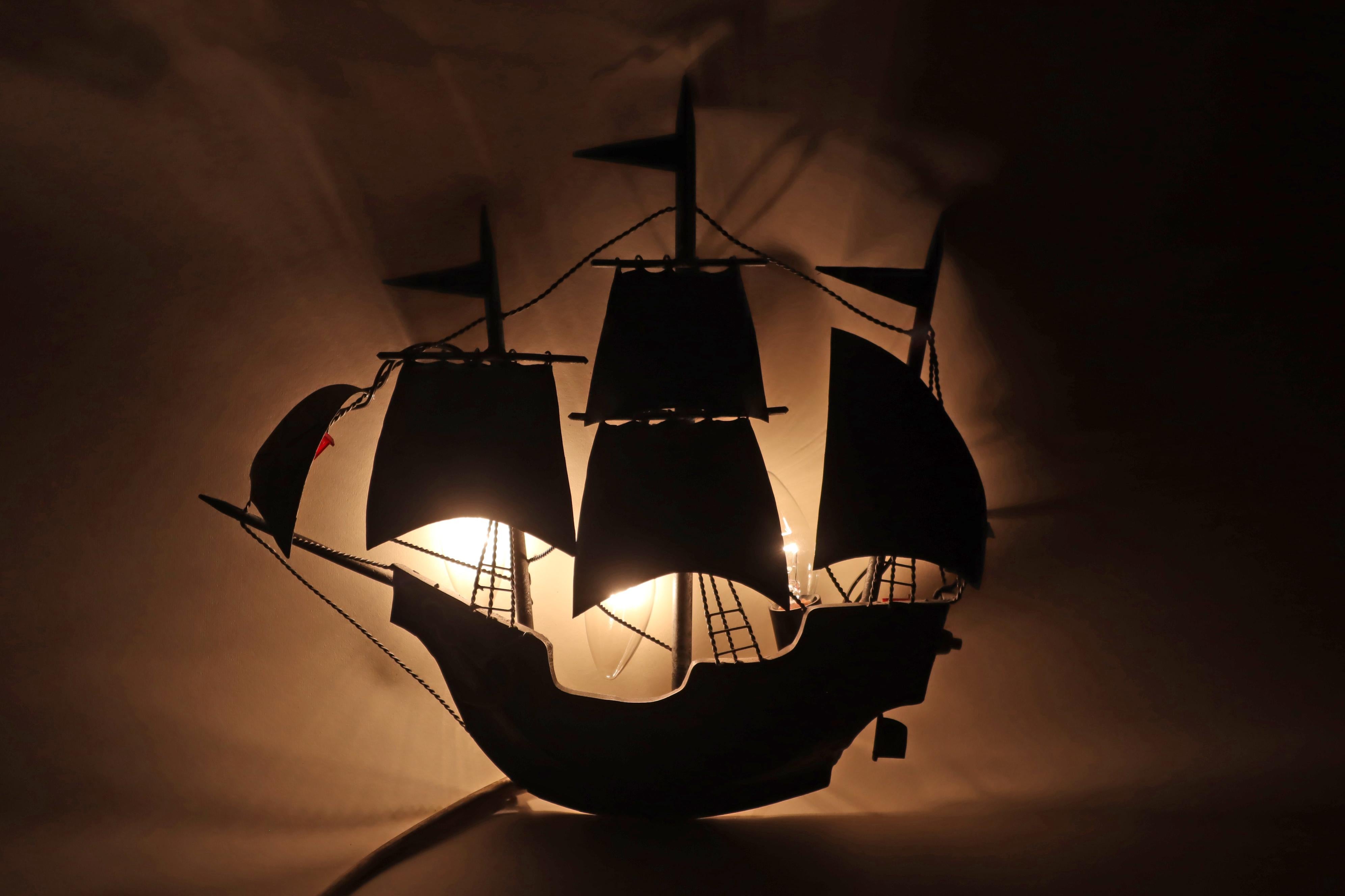 Aplique Español Hierro Forjado Galeón Velero Santa María Colón en venta 3