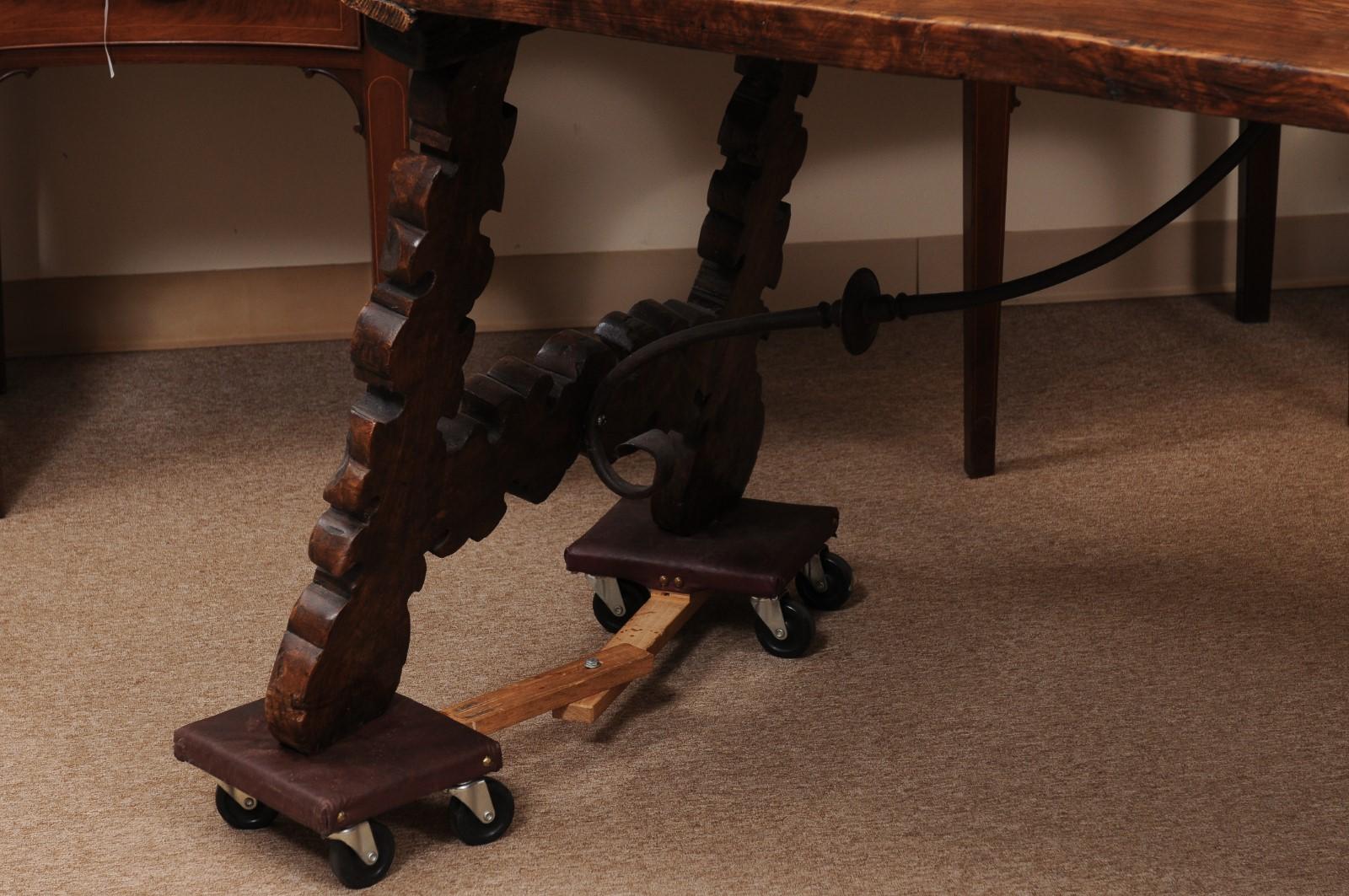 Spanish Walnut Dining Table with Lyre-form Legs For Sale 8