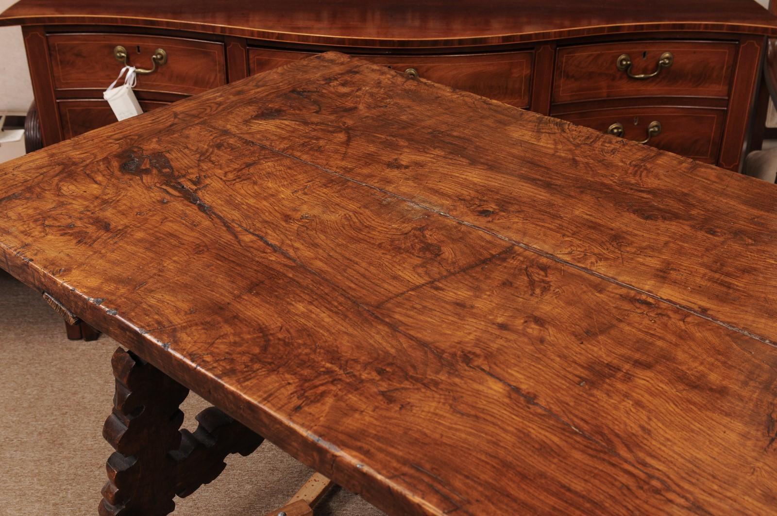 Spanish Walnut Dining Table with Lyre-form Legs For Sale 9