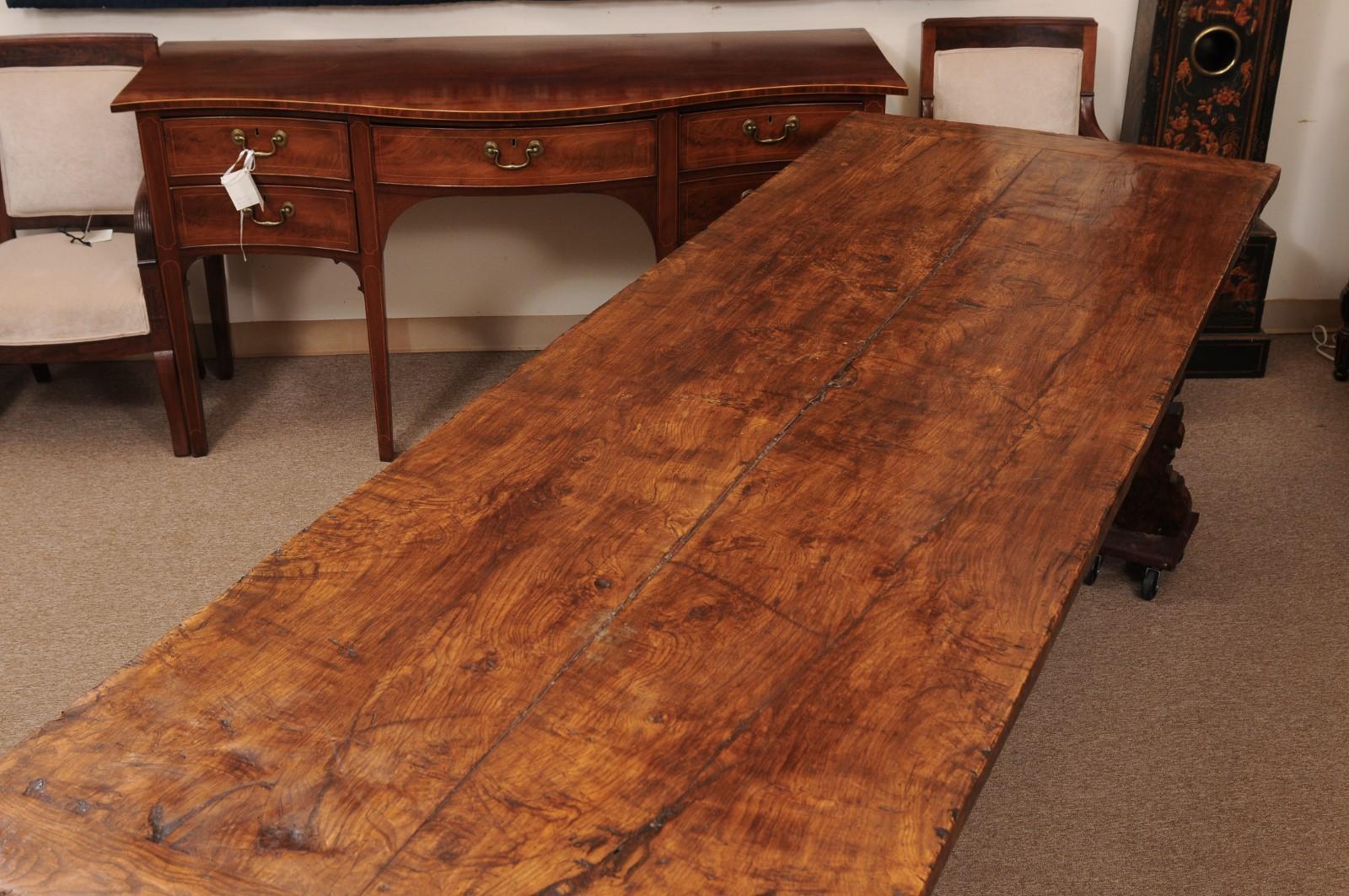 Spanish Walnut Dining Table with Lyre-form Legs For Sale 1
