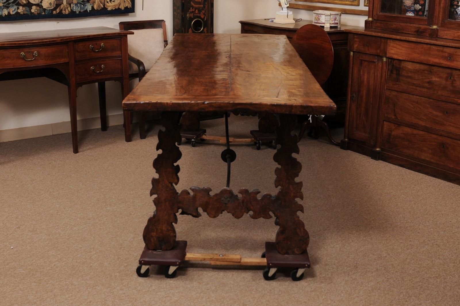 Spanish Walnut Dining Table with Lyre-form Legs For Sale 5