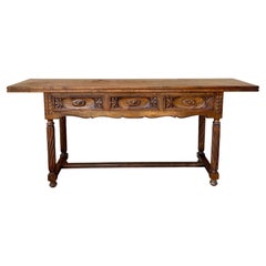 Table à abattants en noyer espagnol avec trois tiroirs, années 1930