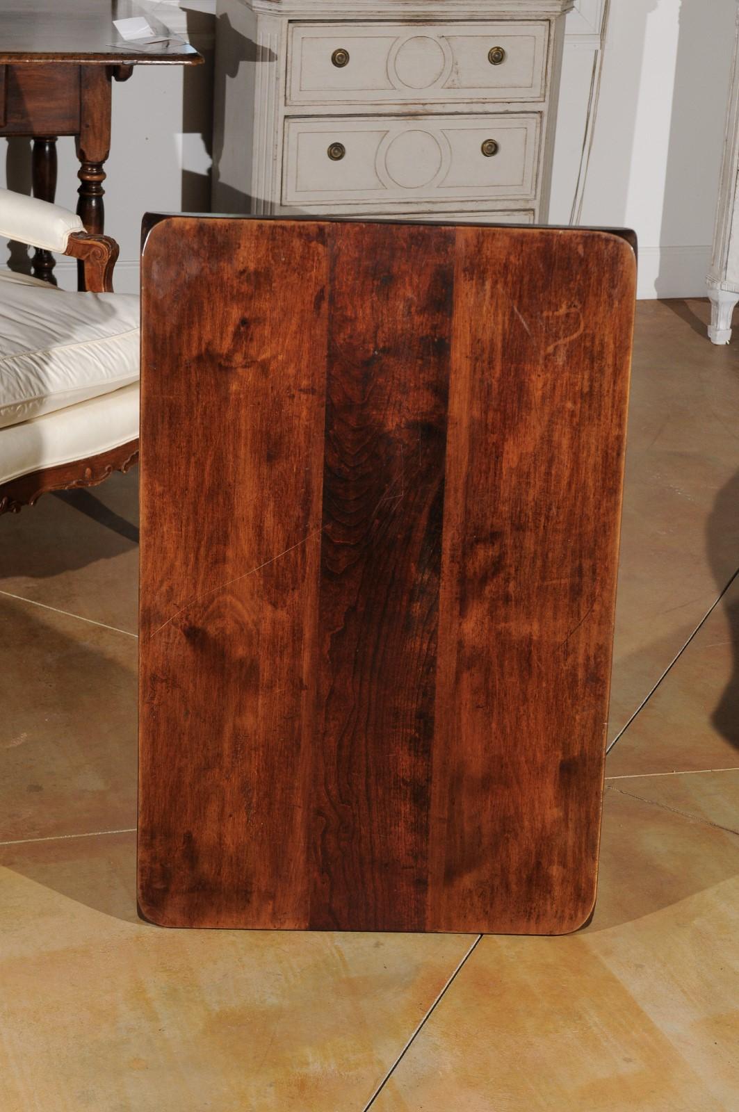 Spanish Walnut Fratino Style Coffee Table with Iron Stretcher and Baluster Legs 5