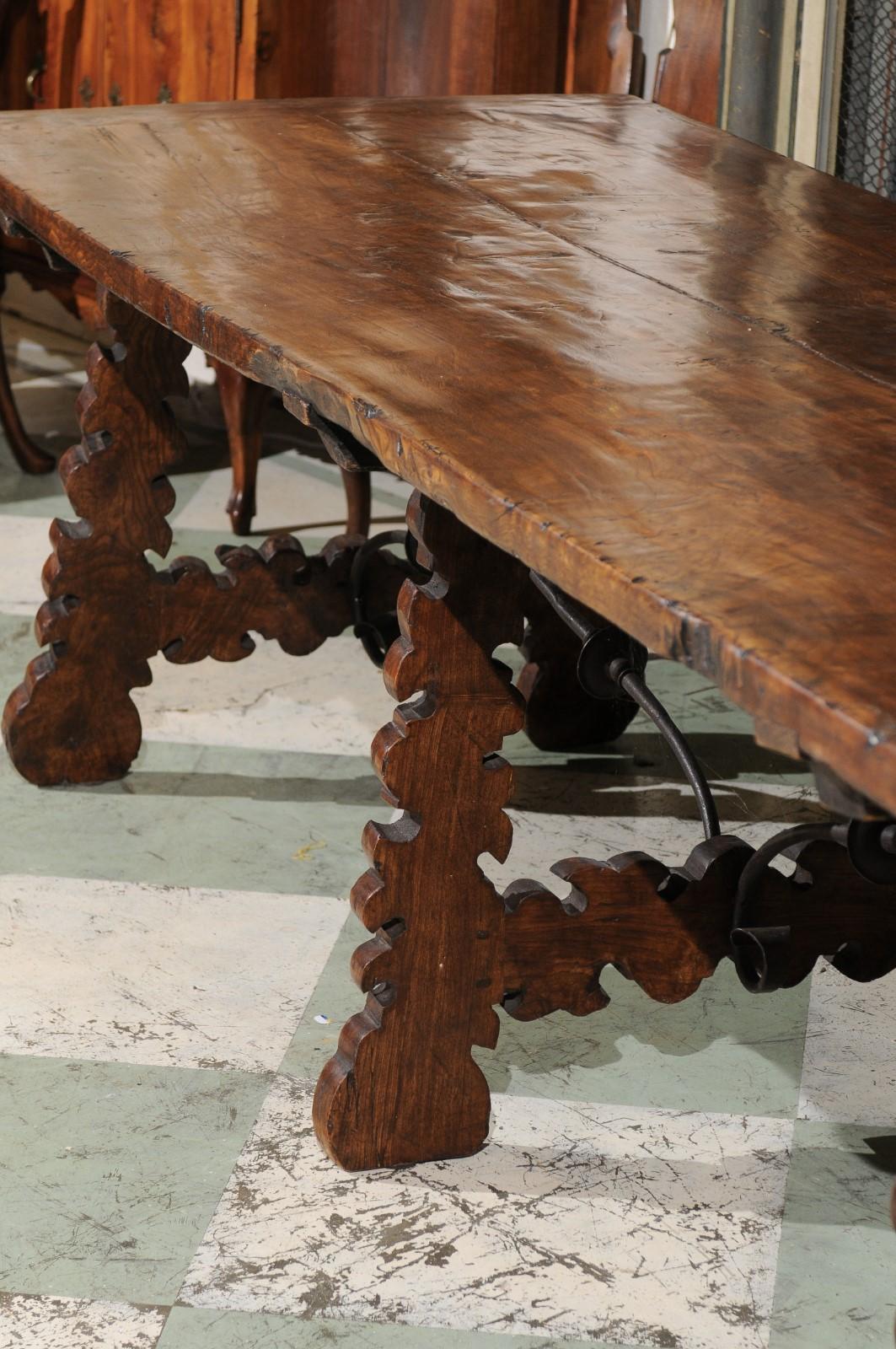 Spanish Walnut Lyre Leg Dining Table For Sale 6