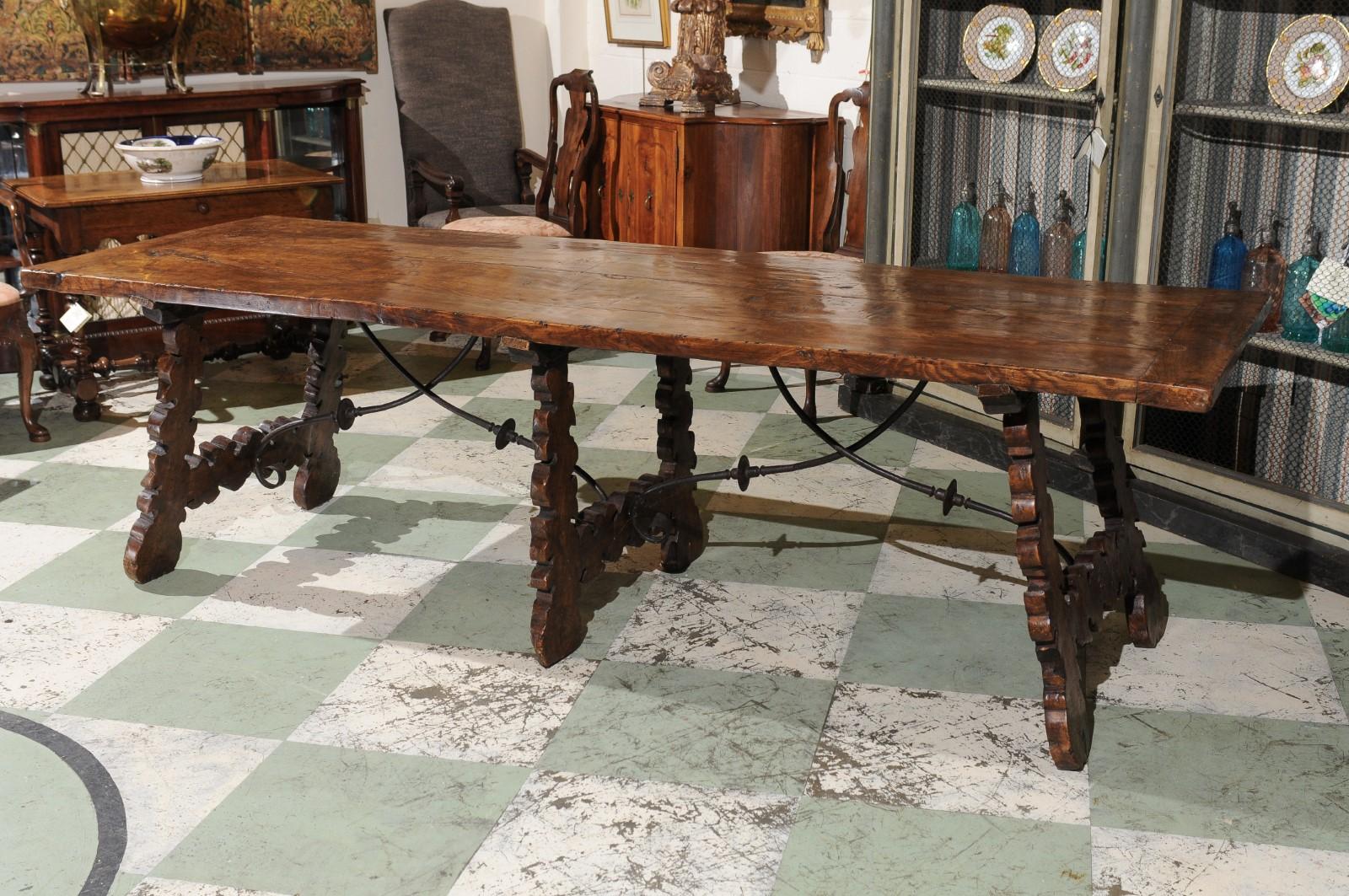 Spanish Walnut Lyre Leg Dining Table For Sale 7