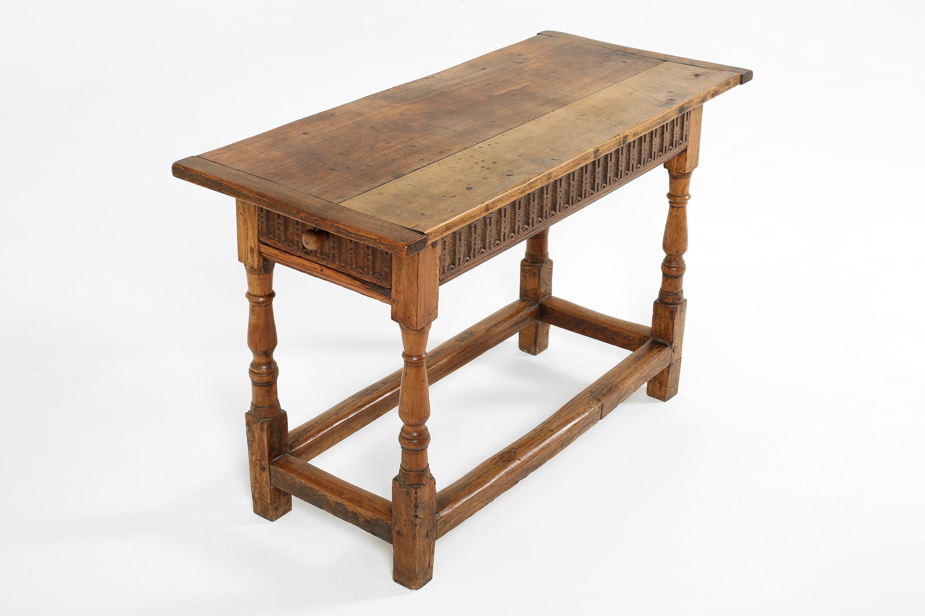 18th Century and Earlier Spanish Walnut & Oak Console Table
