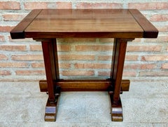 Spanish Walnut Side Table with Trestle Base