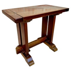 Spanish Walnut Side Table with Trestle Base