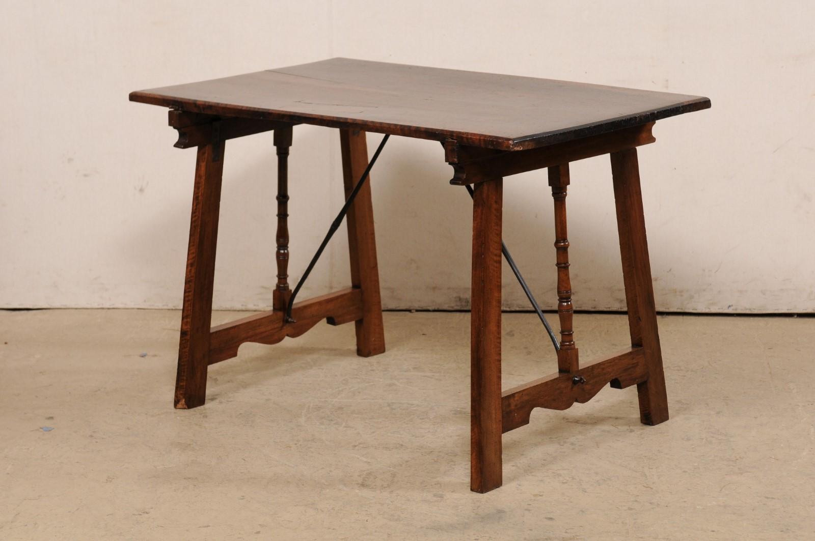 Spanish Walnut Stretcher Table, 19th C For Sale 5