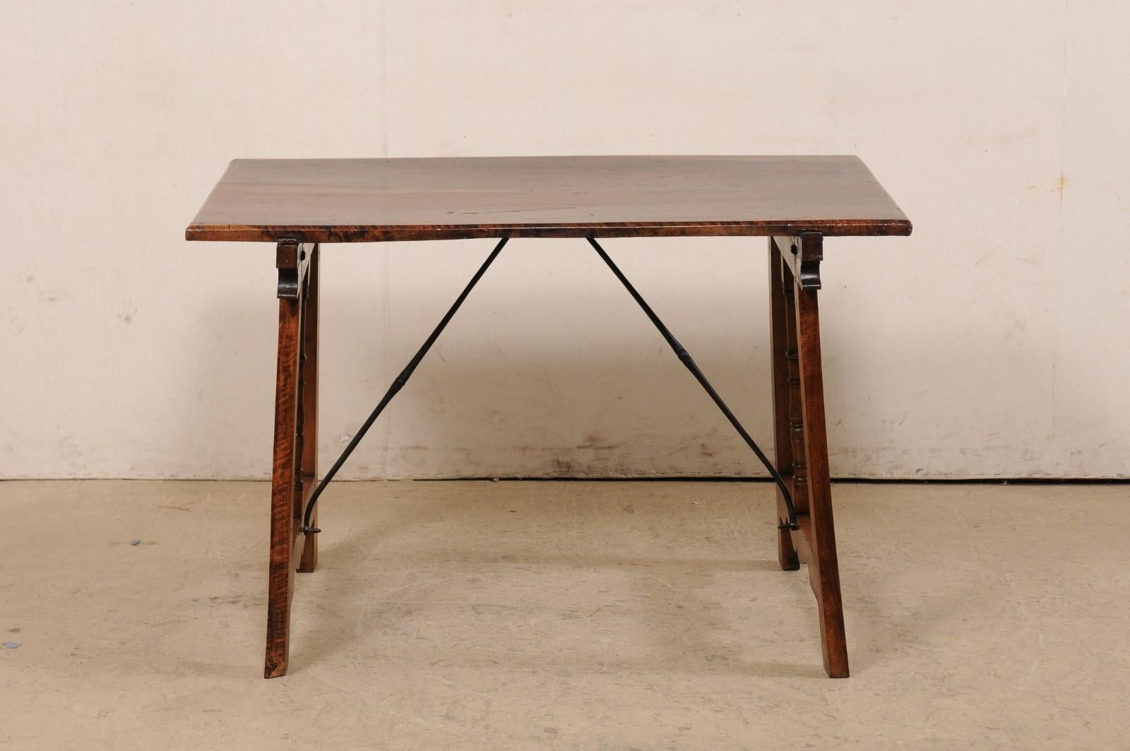 Spanish Walnut Stretcher Table, 19th C For Sale 6