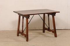 Spanish Walnut Stretcher Table, 19th C