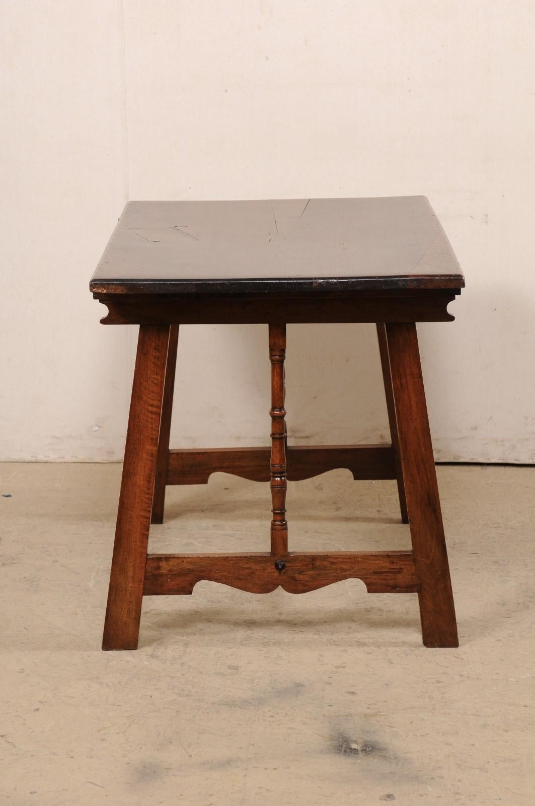 Spanish Walnut Stretcher Table, 19th C 4