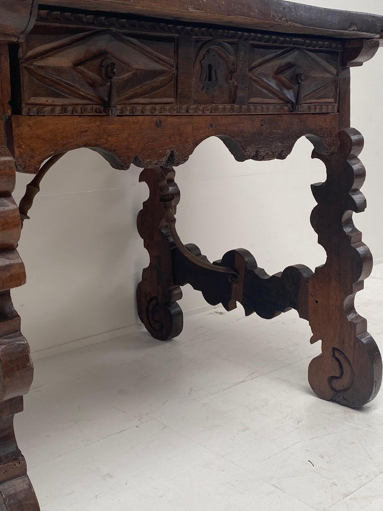 18th Century Small Antique Spanish Walnut Table, 18 th Century For Sale