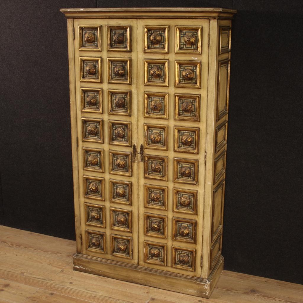 Wood Spanish Wardrobe Lacquered, Gilded and Painted, 20th Century For Sale