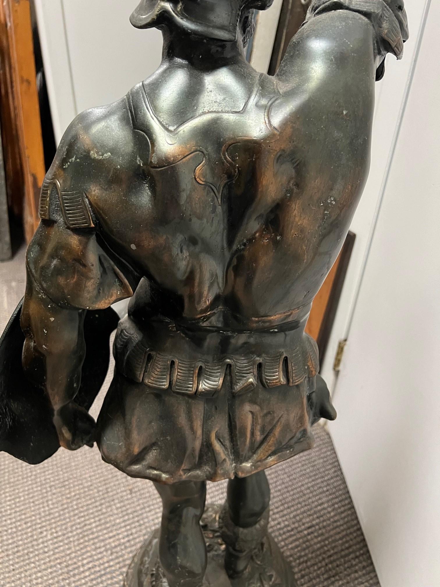 Spanish Warrior, Conquistador Standing with Sword and Decorative Shield For Sale 8