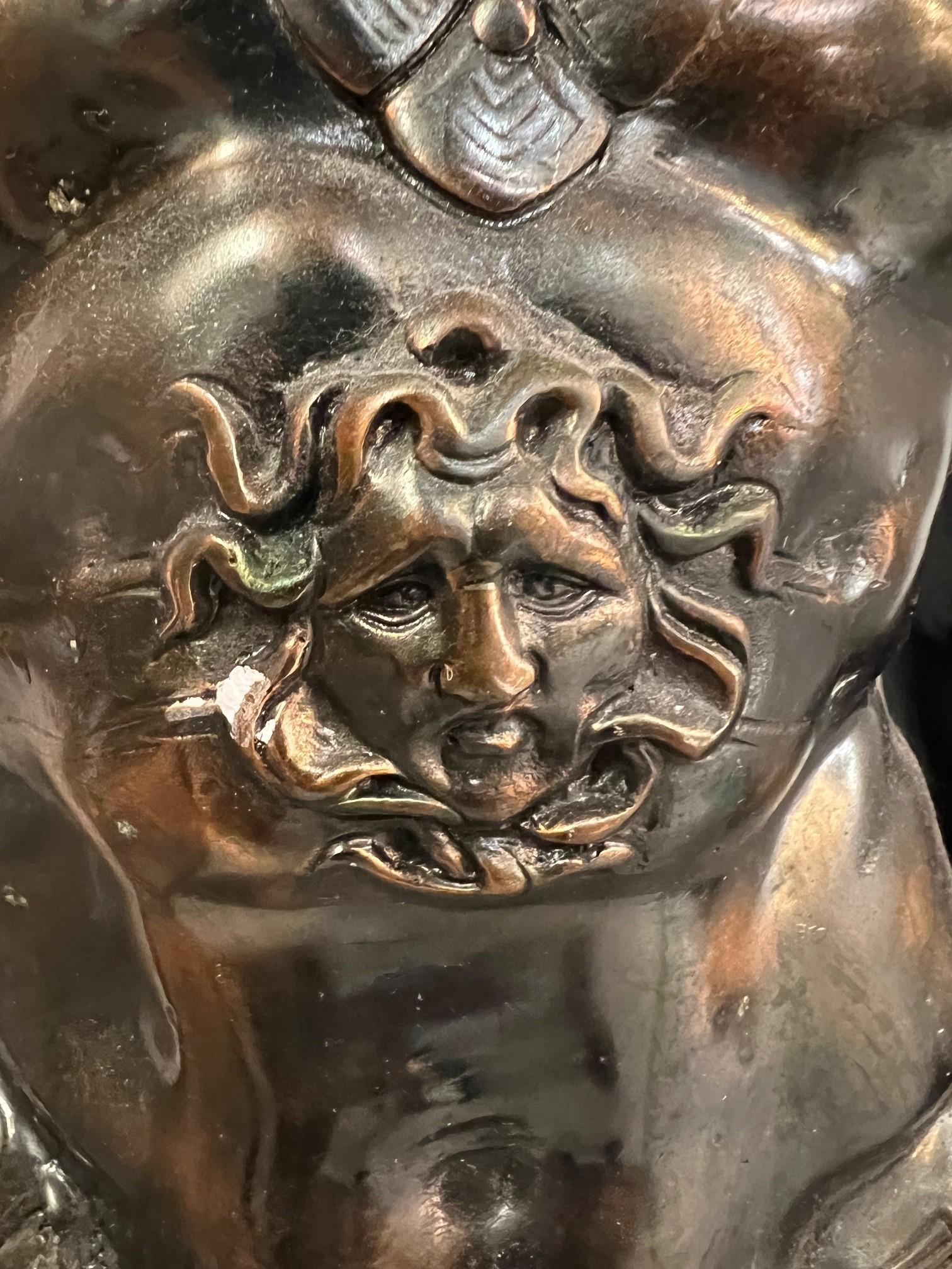 Spanish Warrior, Conquistador Standing with Sword and Decorative Shield In Good Condition For Sale In Stamford, CT