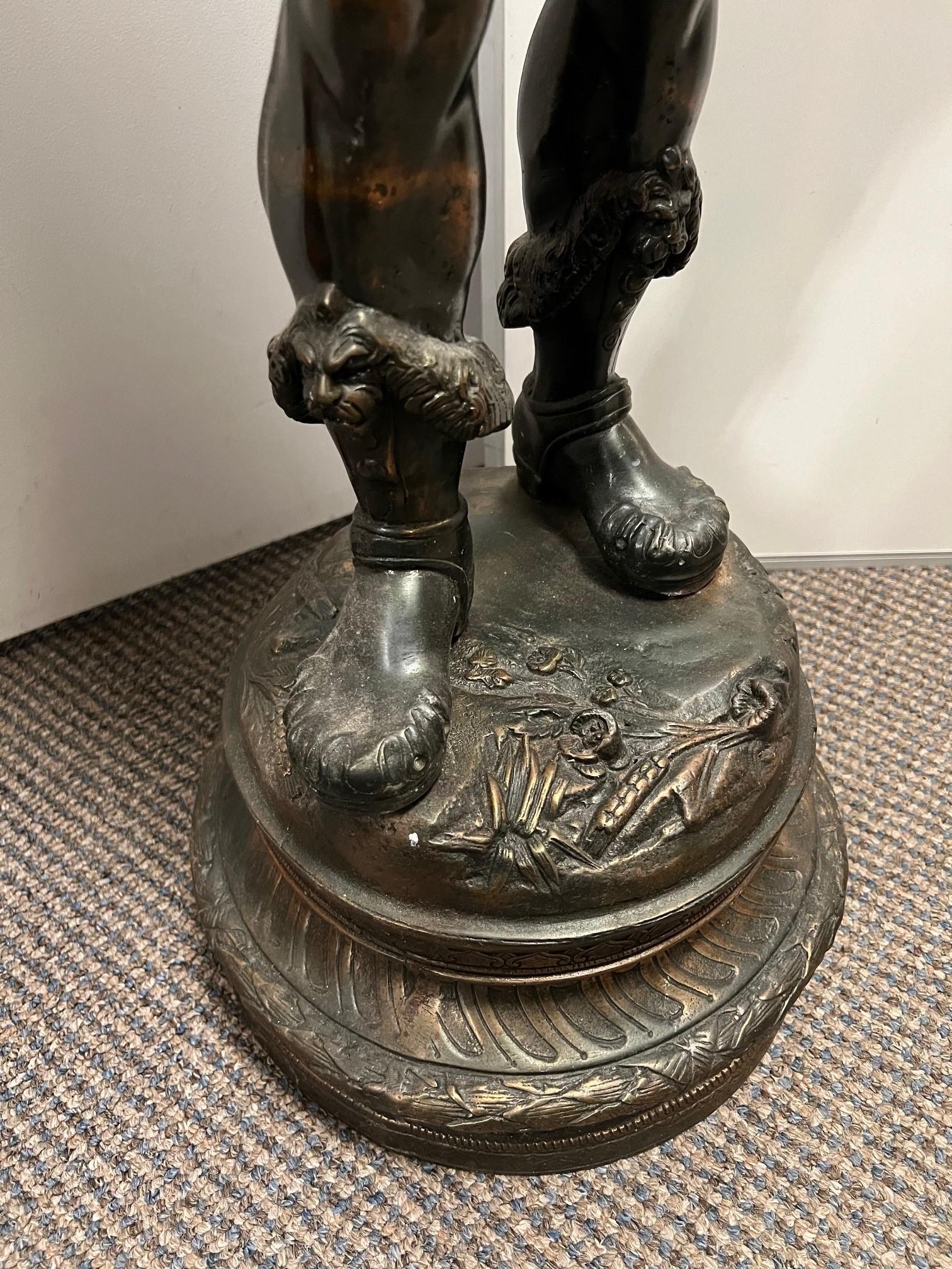 Metal Spanish Warrior, Conquistador Standing with Sword and Decorative Shield For Sale