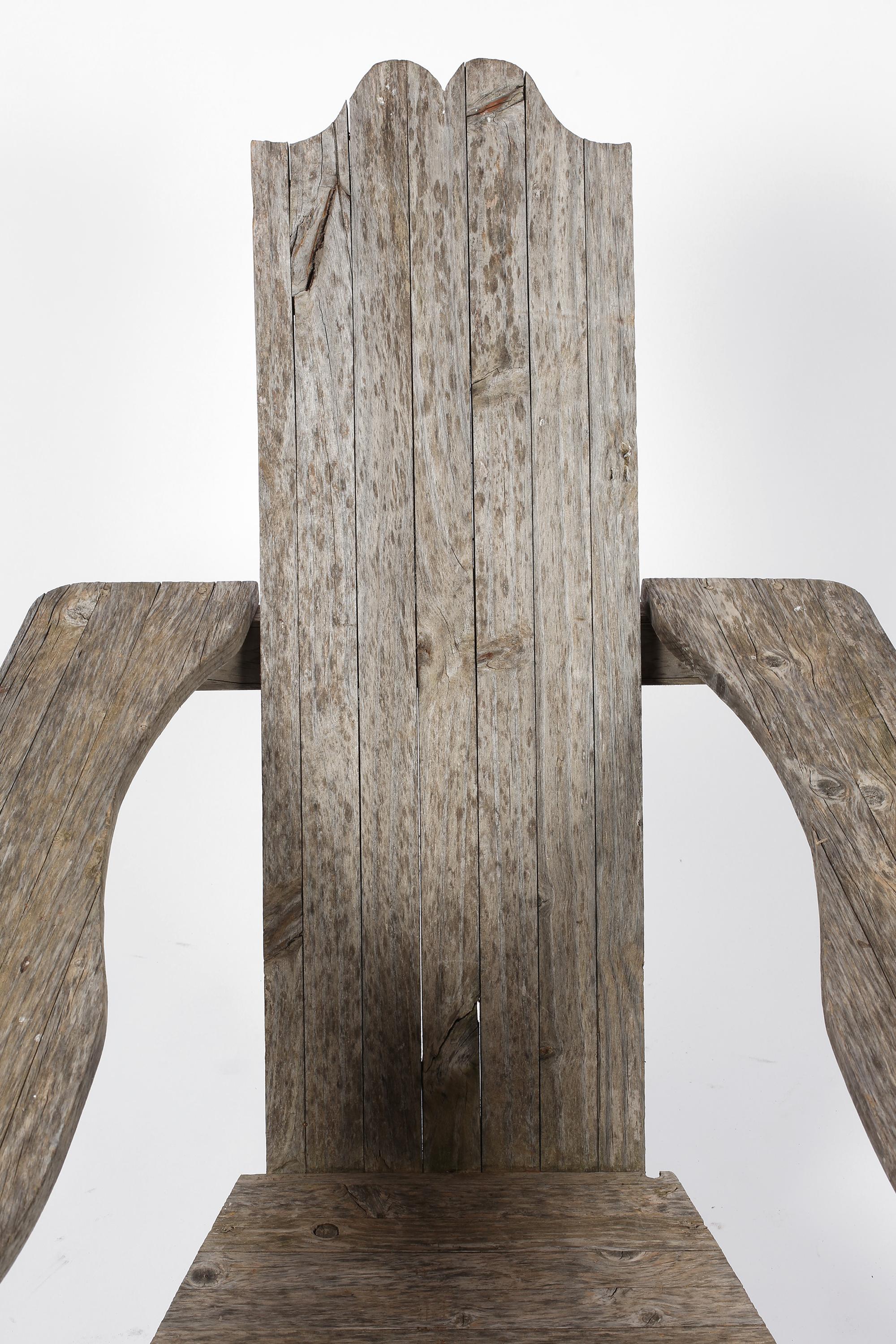 Spanish Weathered Pine Adirondack Westport Chair Armchair For Sale 1