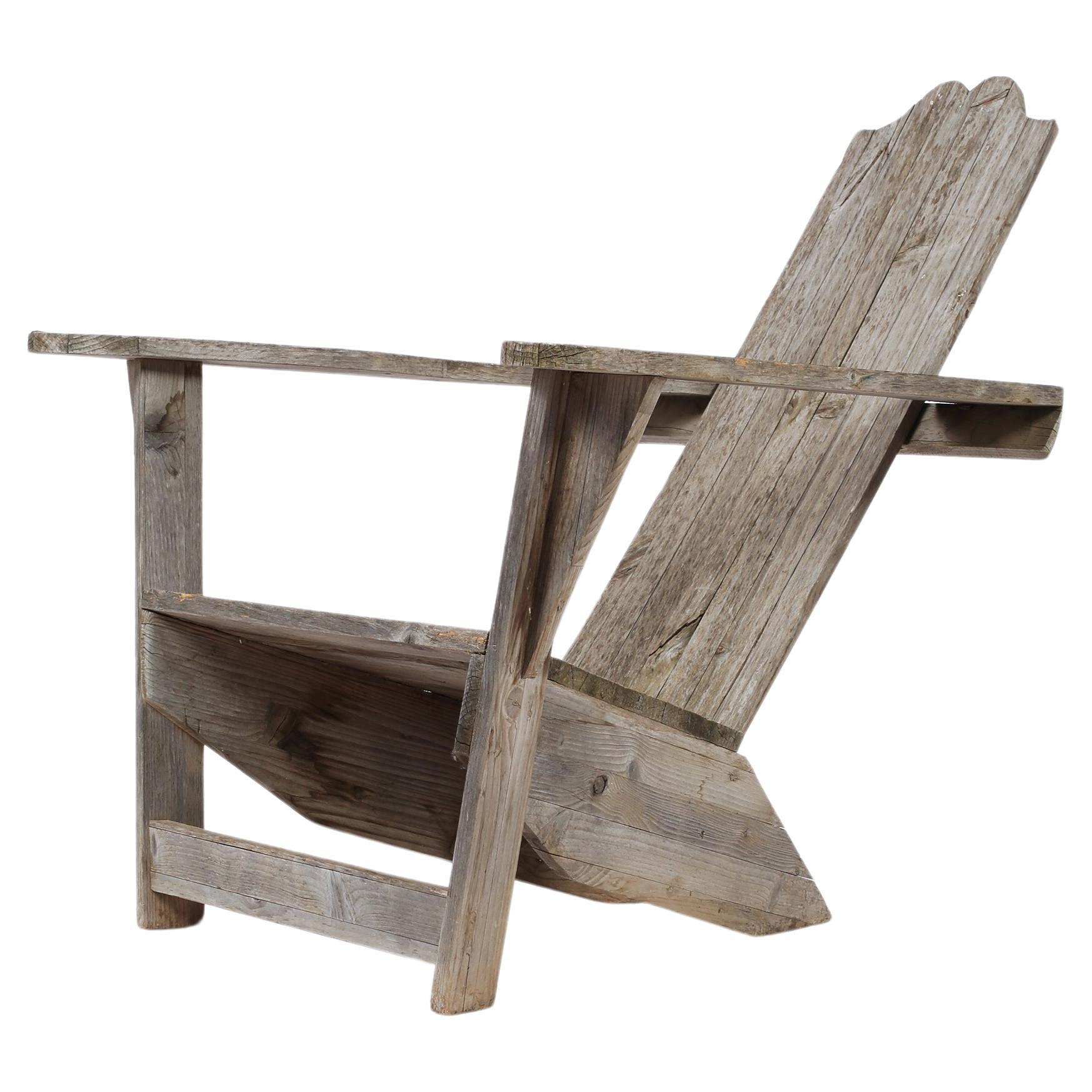 Spanish Weathered Pine Adirondack Westport Chair Armchair For Sale