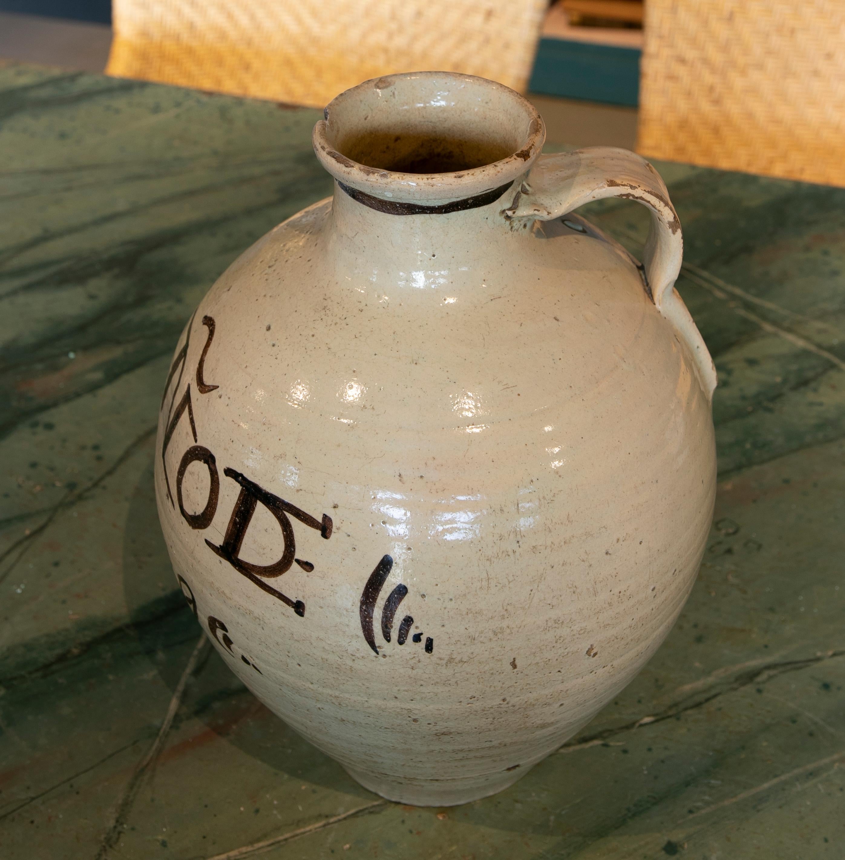 Spanish White Glazed Pottery Dated 1829 For Sale 10